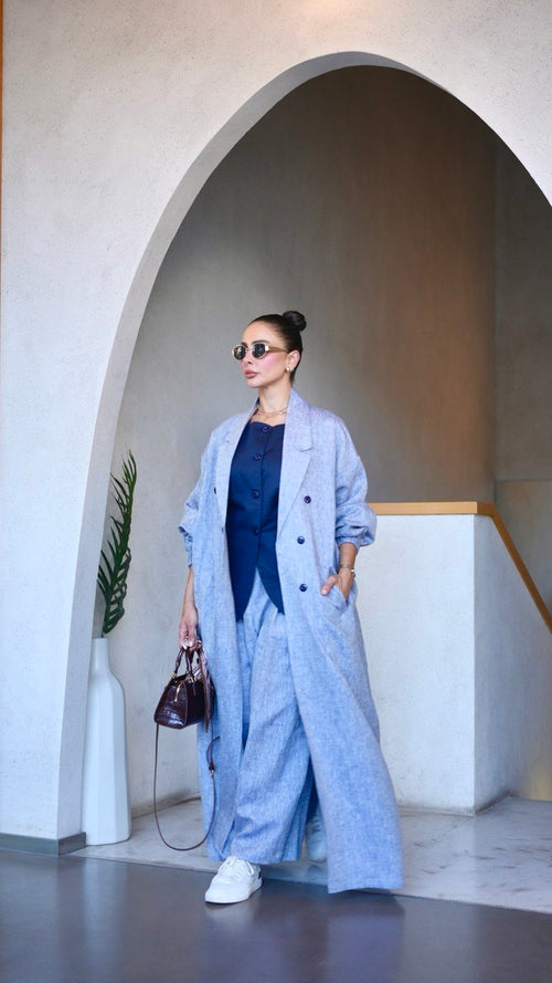 Blue Denim Linen abaya-free size