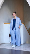 Blue Denim Linen abaya-free size