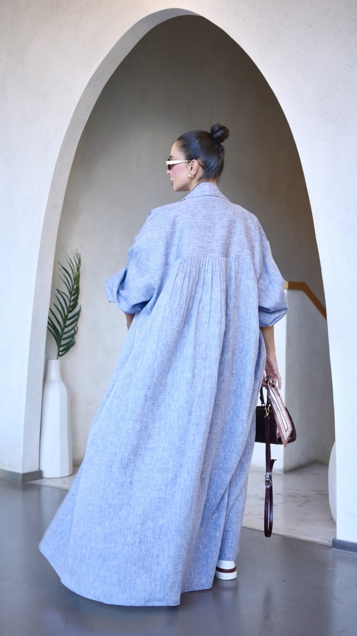 Blue Denim Linen abaya-free size