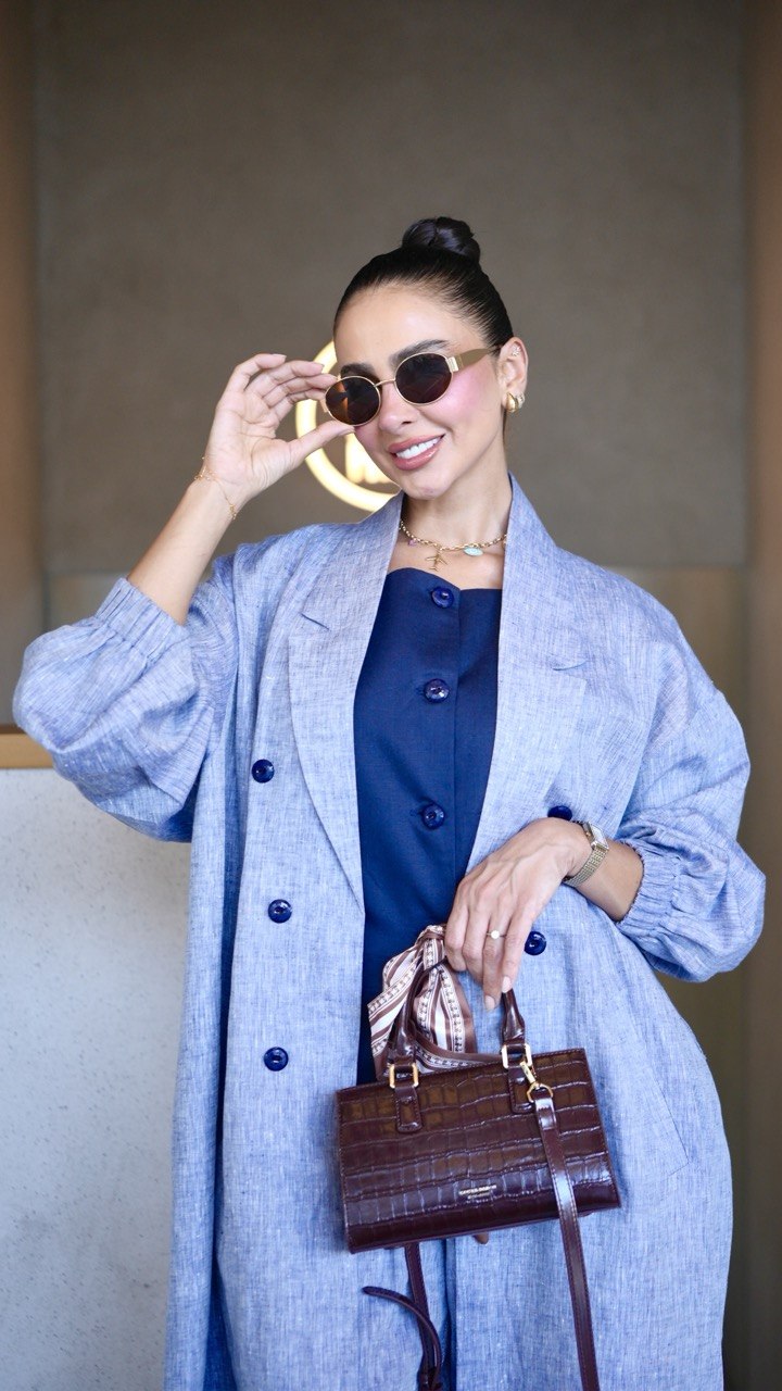 Blue Denim Linen abaya-free size