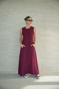 Burgundy Crepe Dress