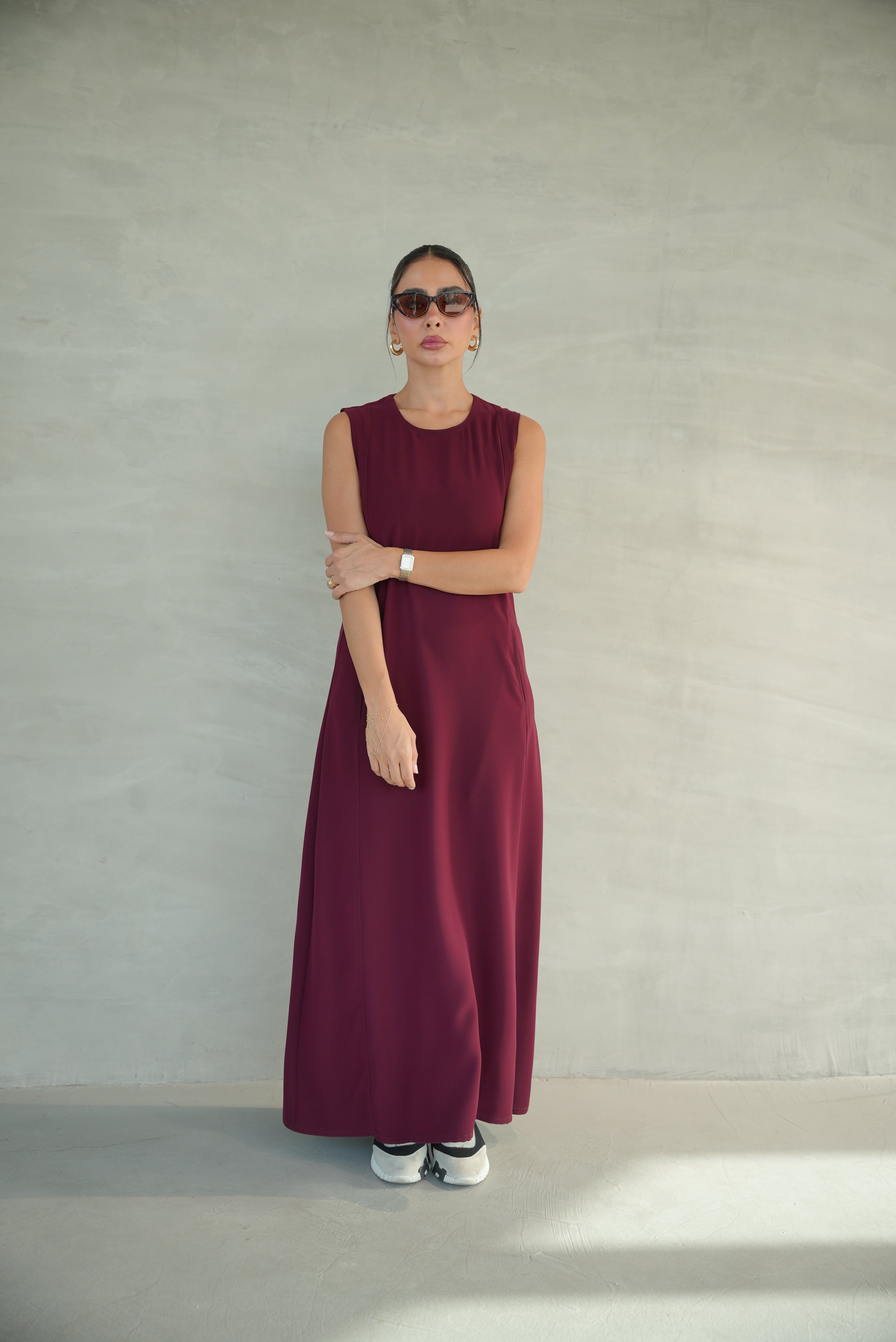 Burgundy Crepe Dress