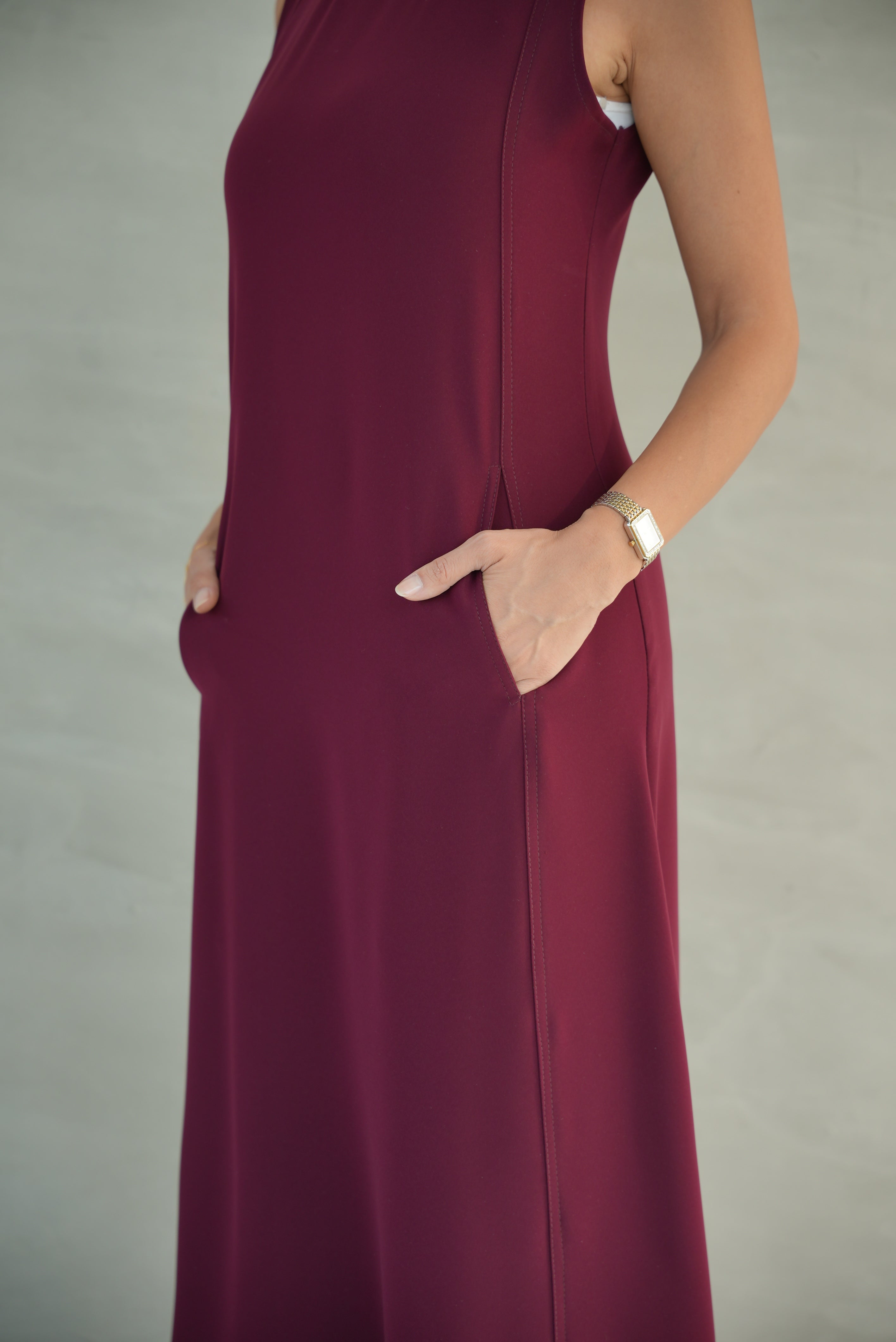 Burgundy Crepe Dress