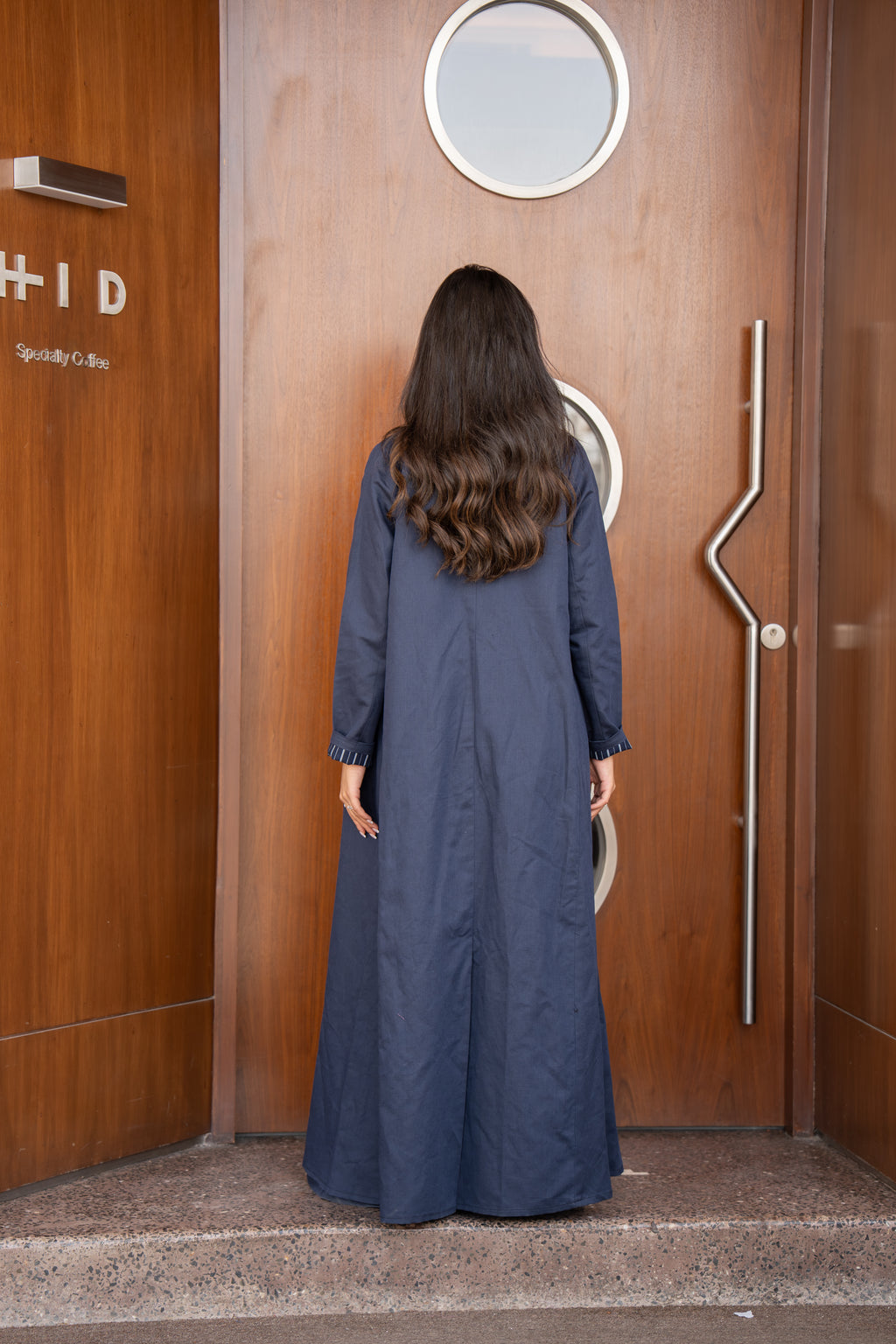 Navy linen abaya