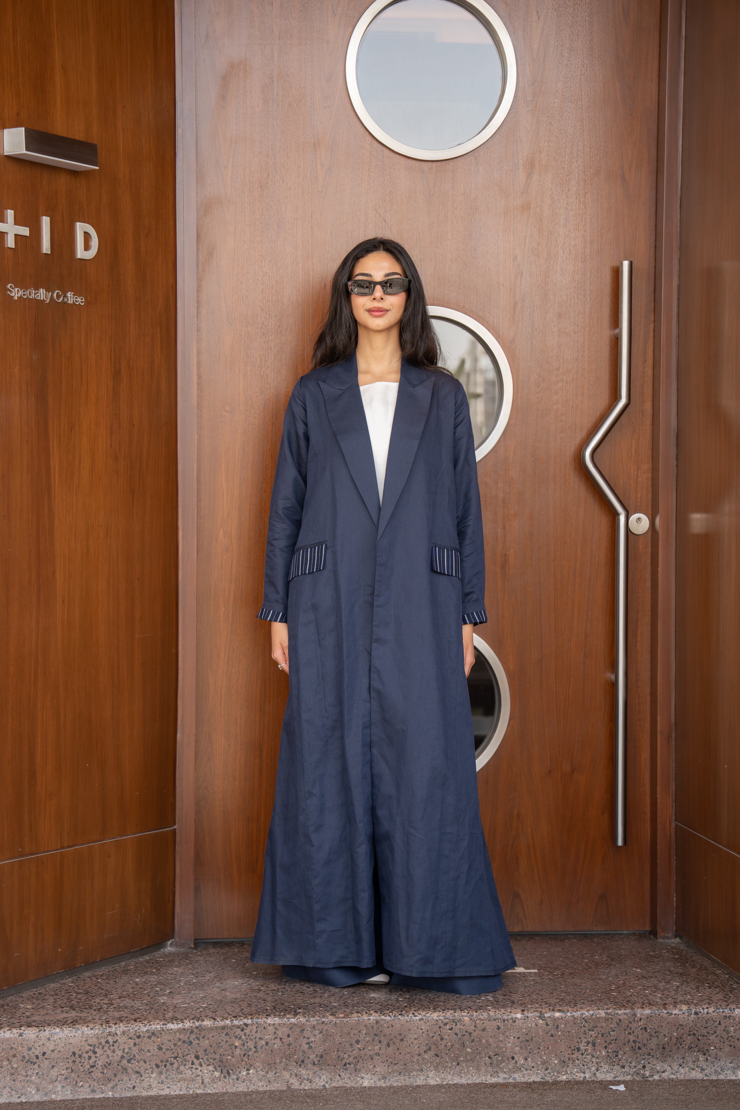 Navy linen abaya