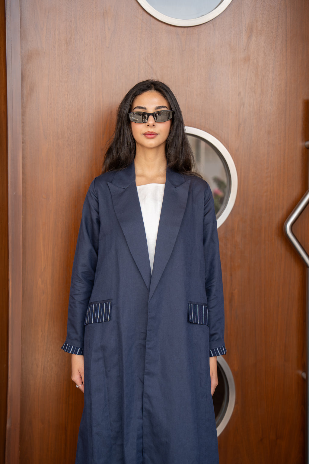 Navy linen abaya