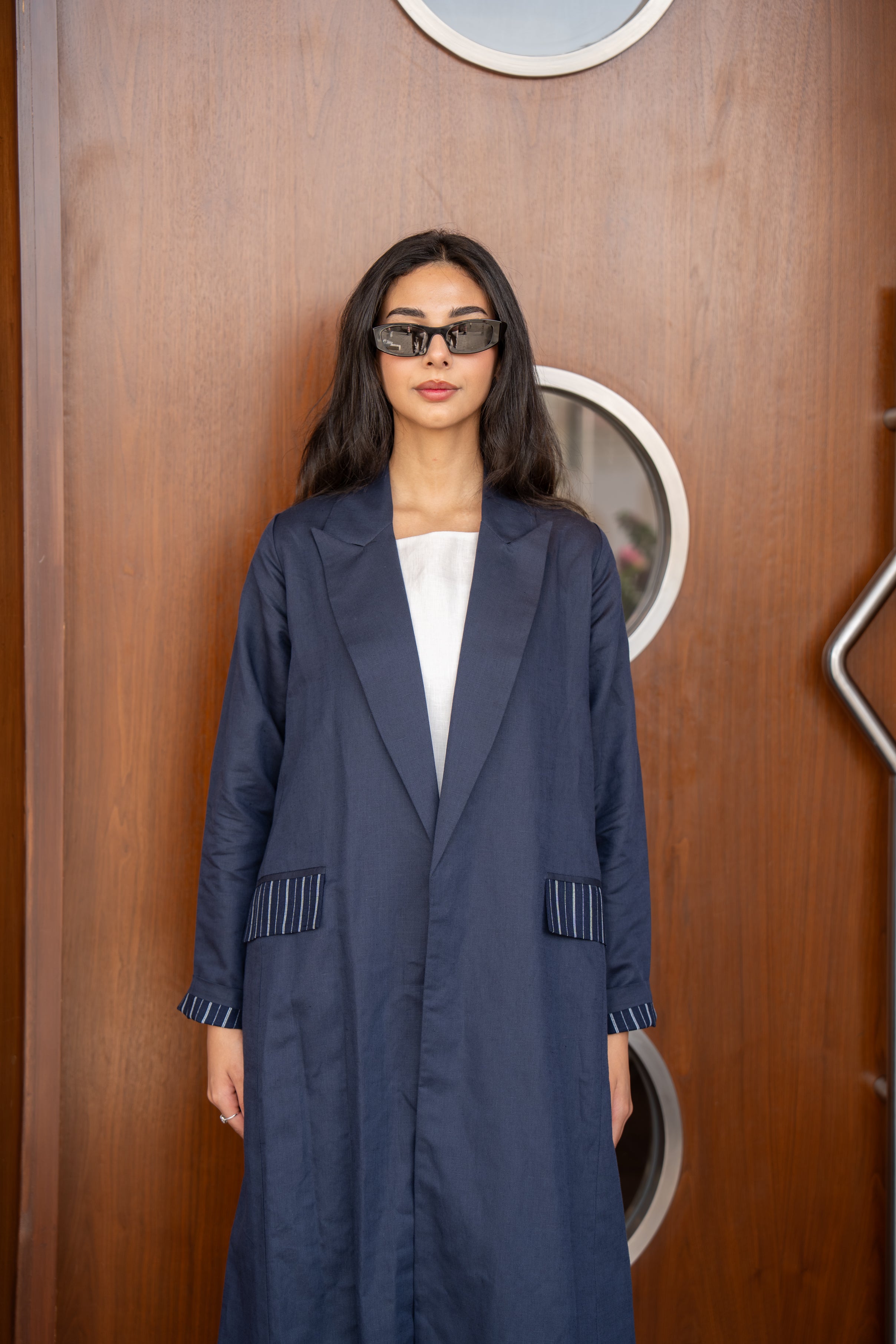 Navy linen abaya