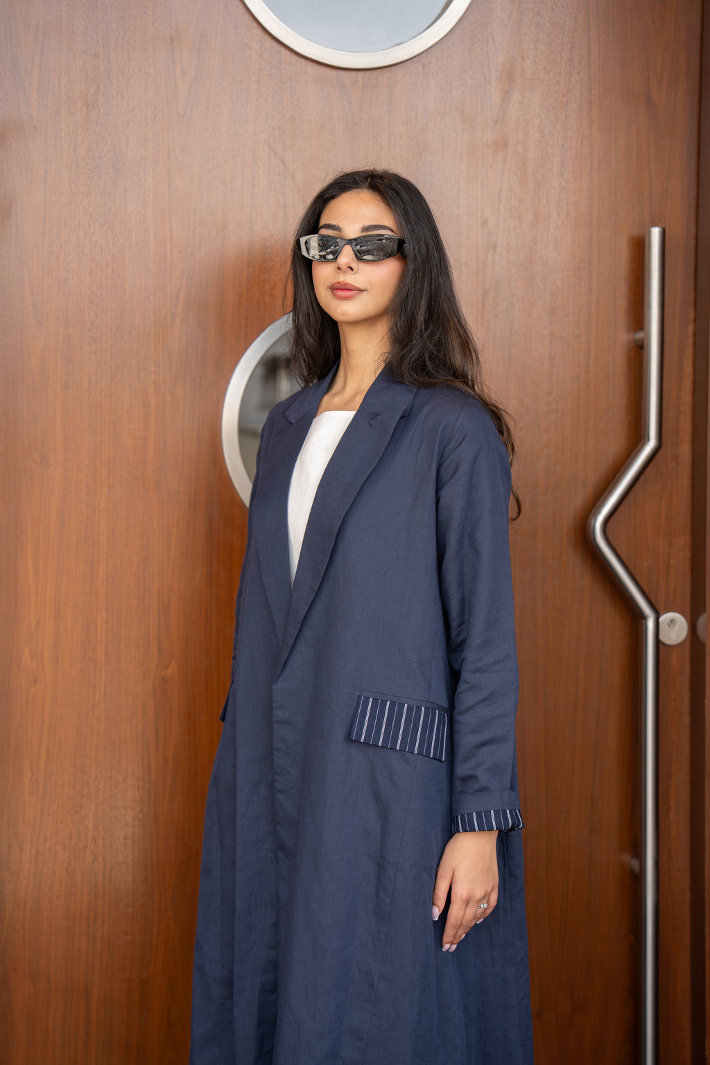 Navy linen abaya