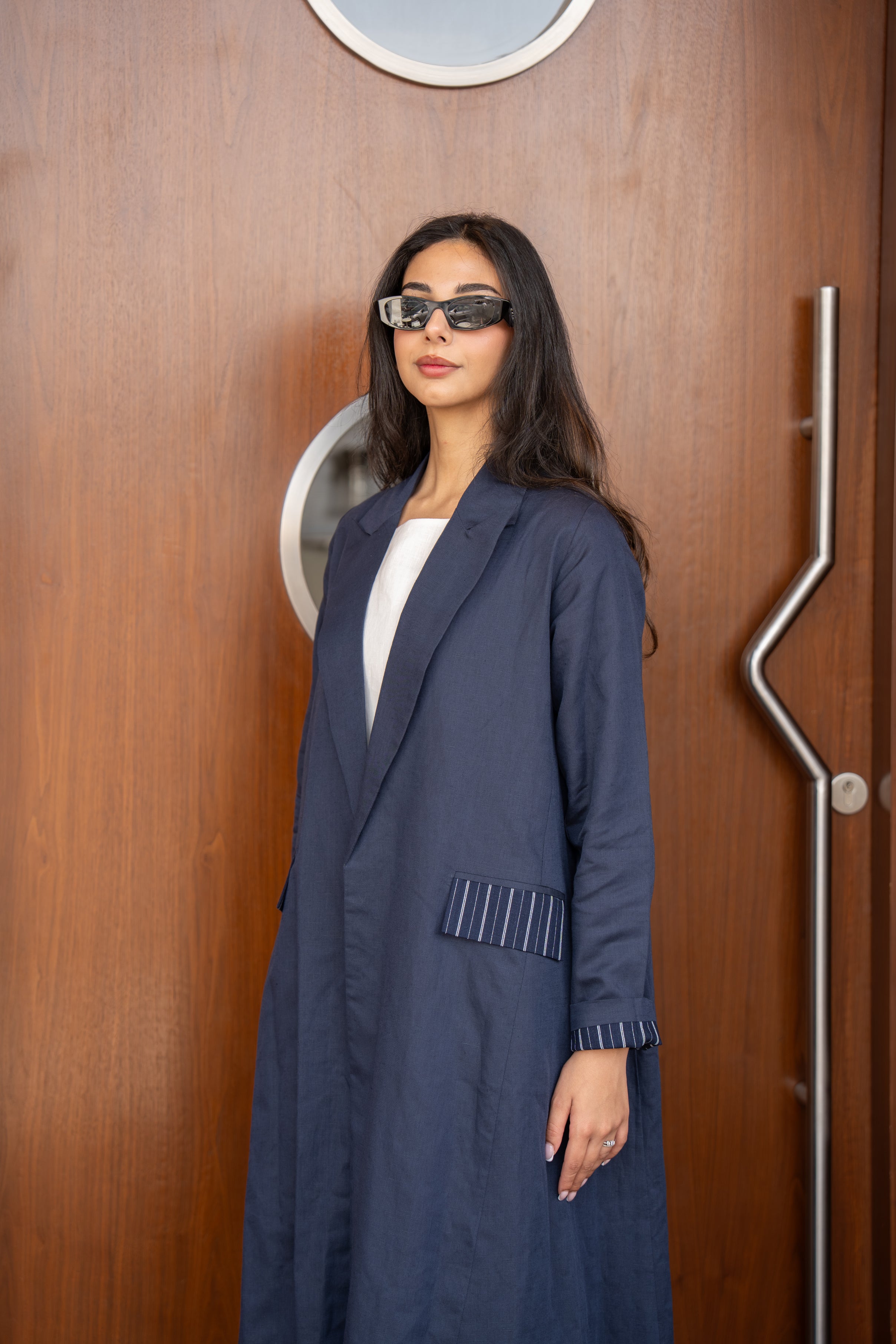 Navy linen abaya