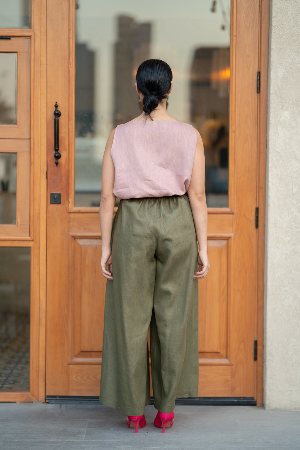 Light pink Linen Blouse & Pants Set