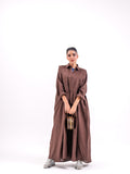 Brown Linen Abaya with Front Pocket