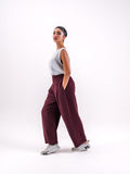 Burgundy Pants with White crepe Top