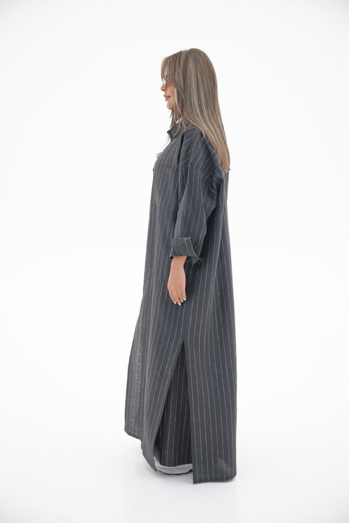 Black Striped Linen Set(full set)-60