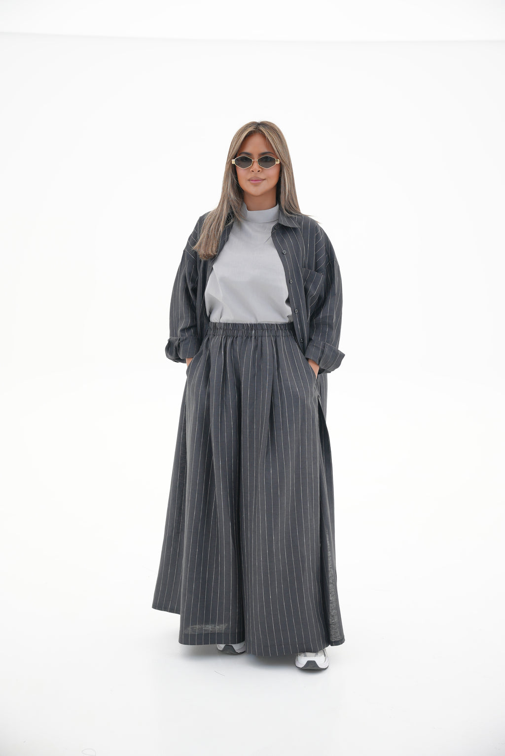 Black Striped Linen Set(full set)-60