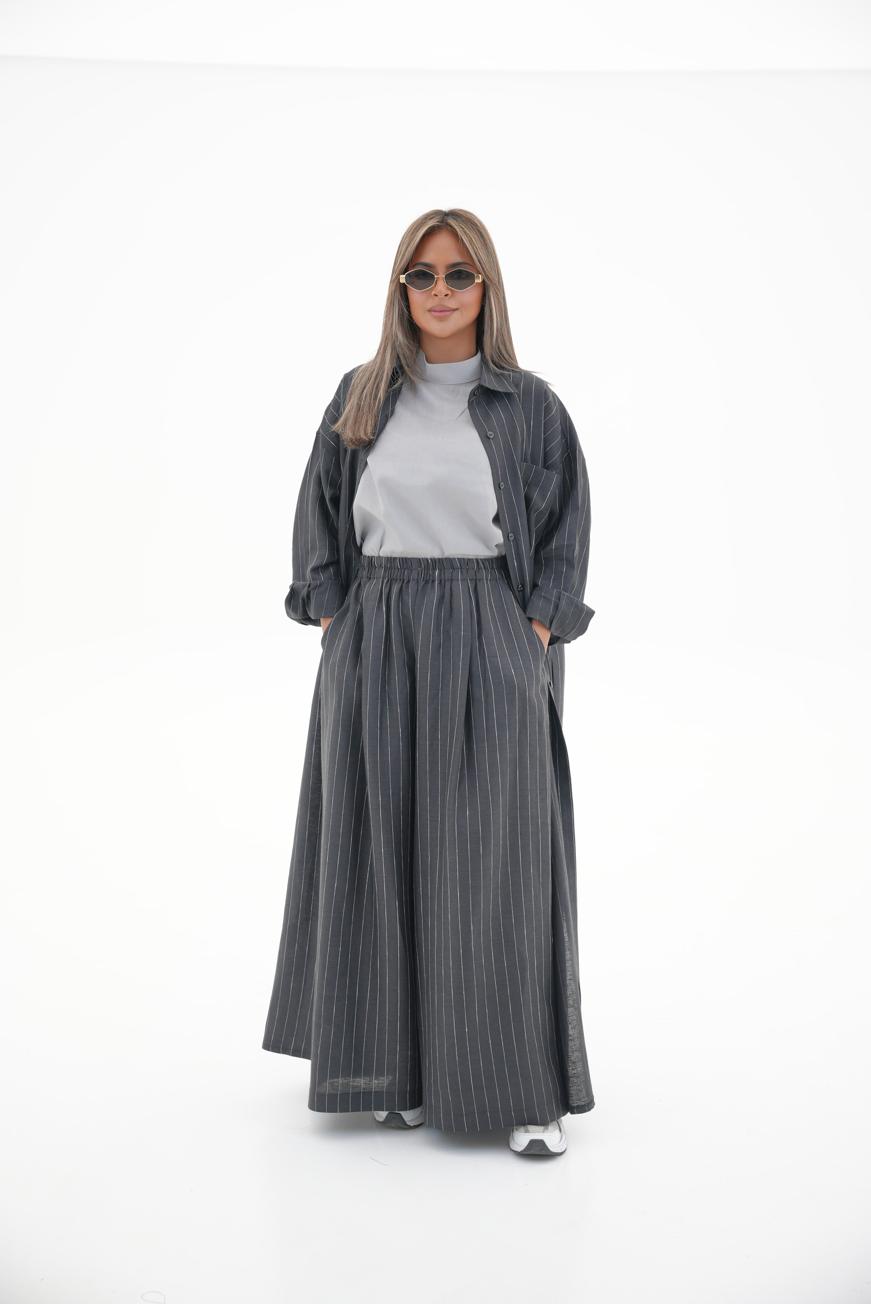 Black Striped Linen Set(full set)-60