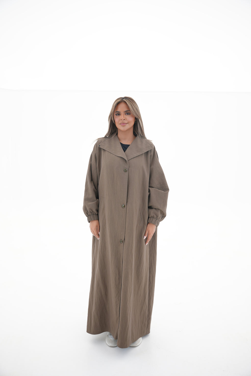 Brown Trench Coat Abaya-59