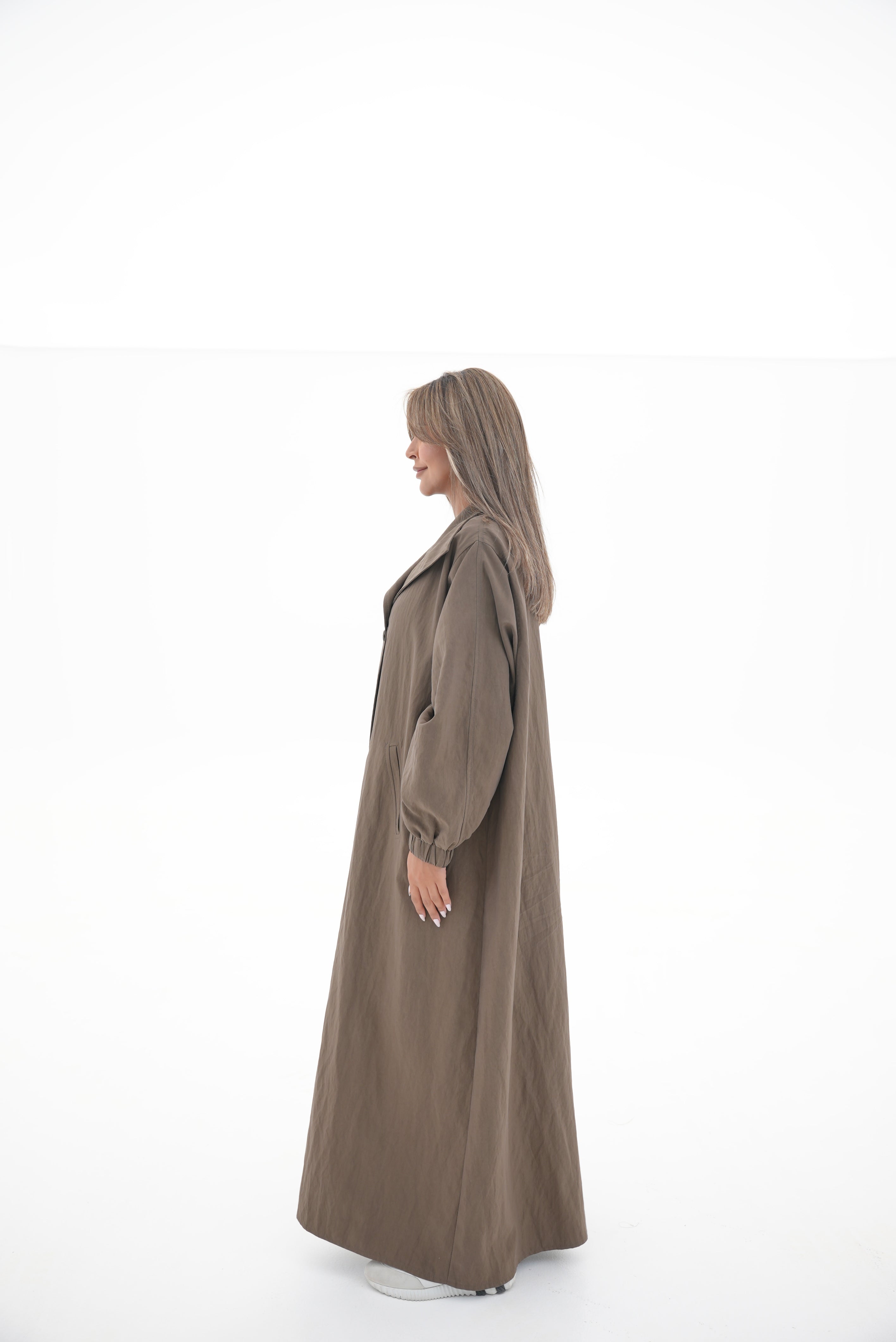 Brown Trench Coat Abaya-59