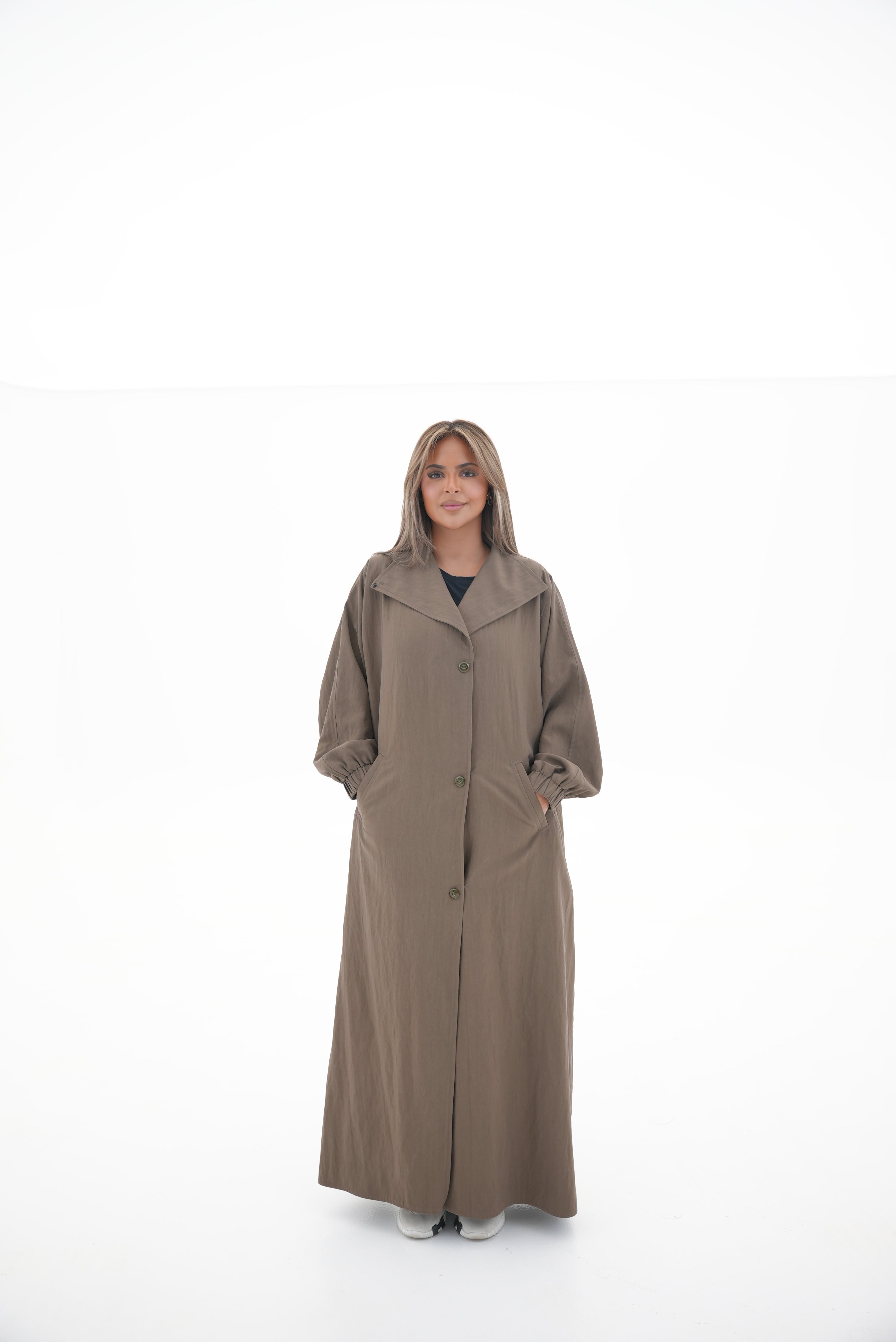 Brown Trench Coat Abaya-59