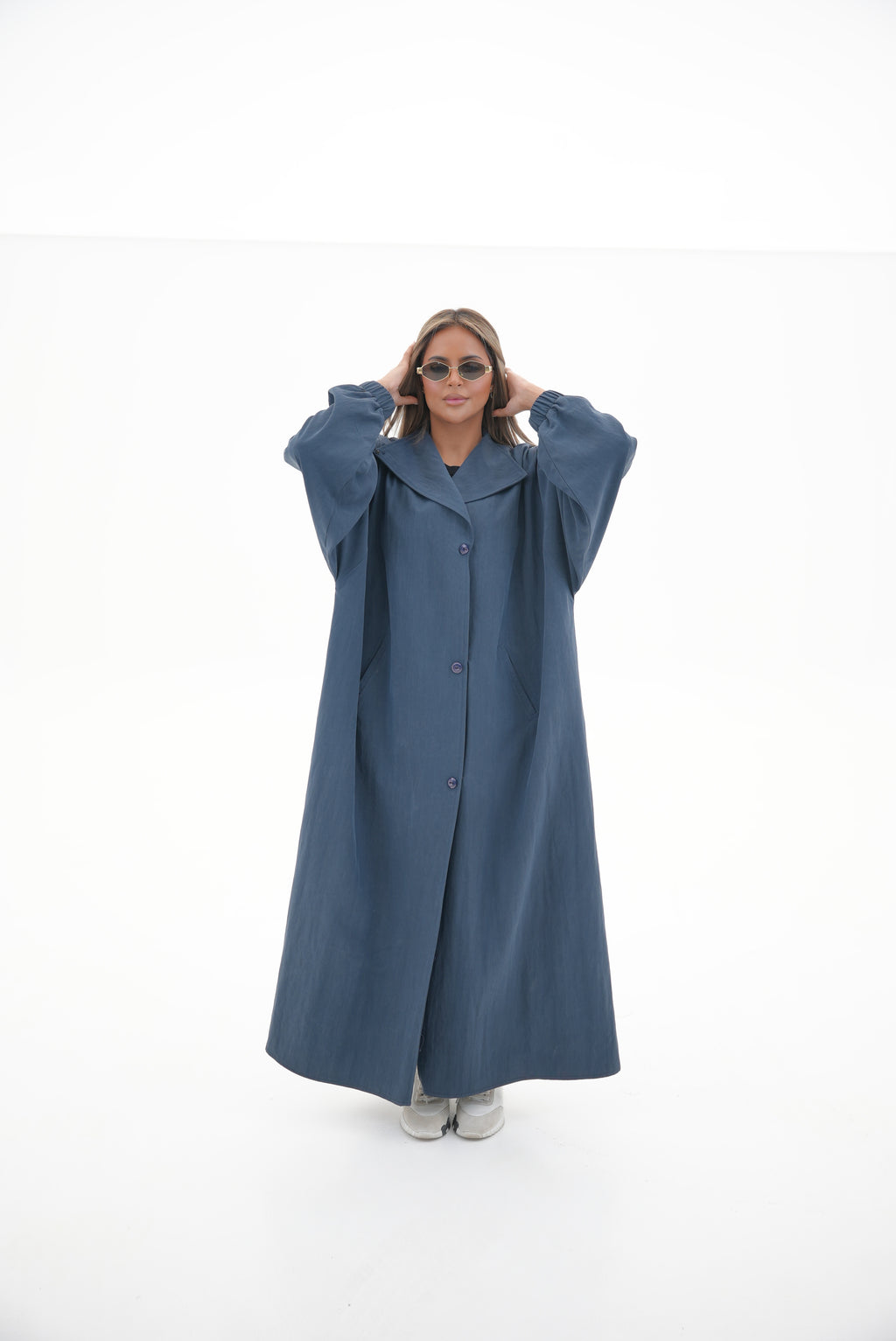 Navy Trench Coat Abaya - 57
