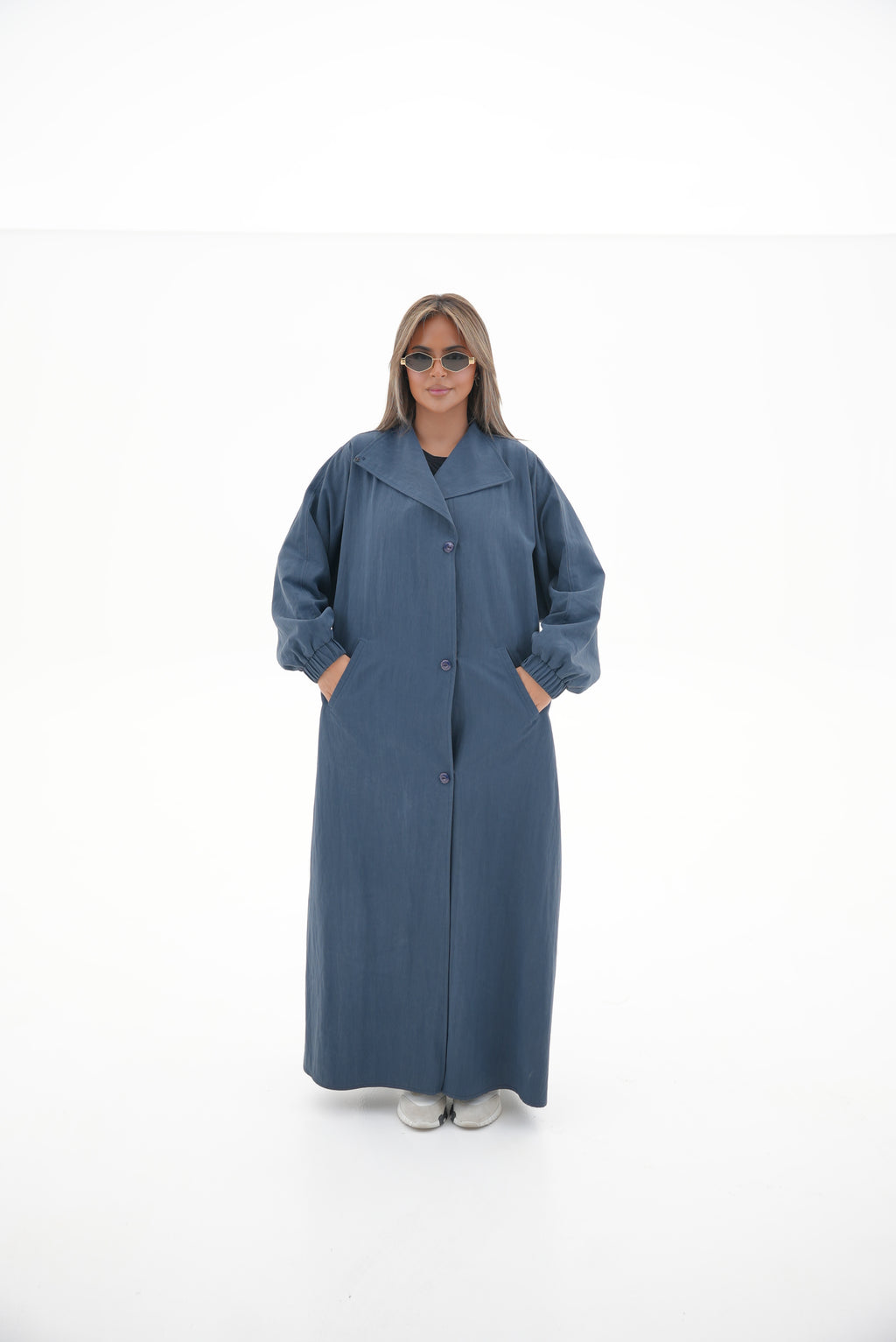 Navy Trench Coat Abaya - 57