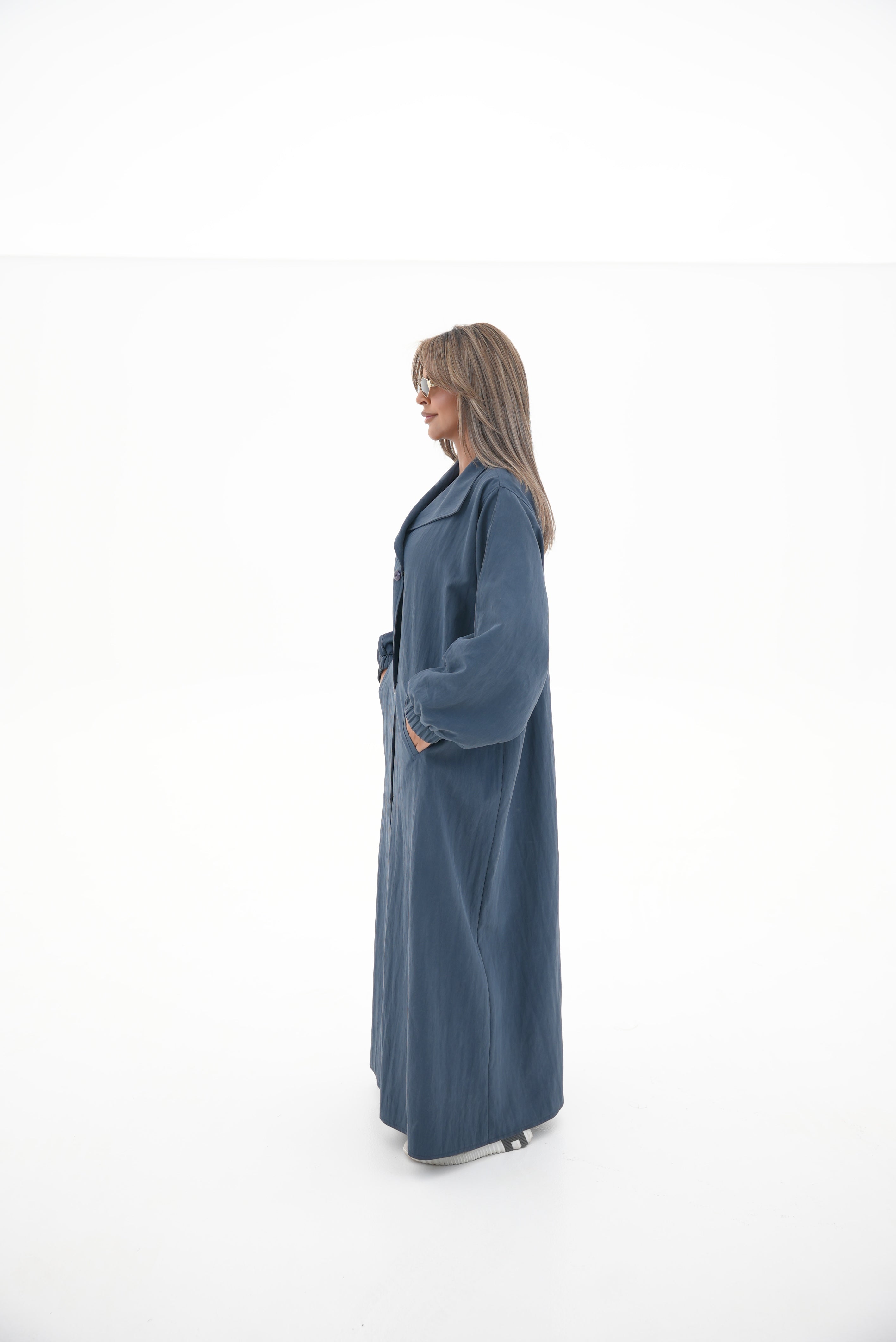 Navy Trench Coat Abaya - 57