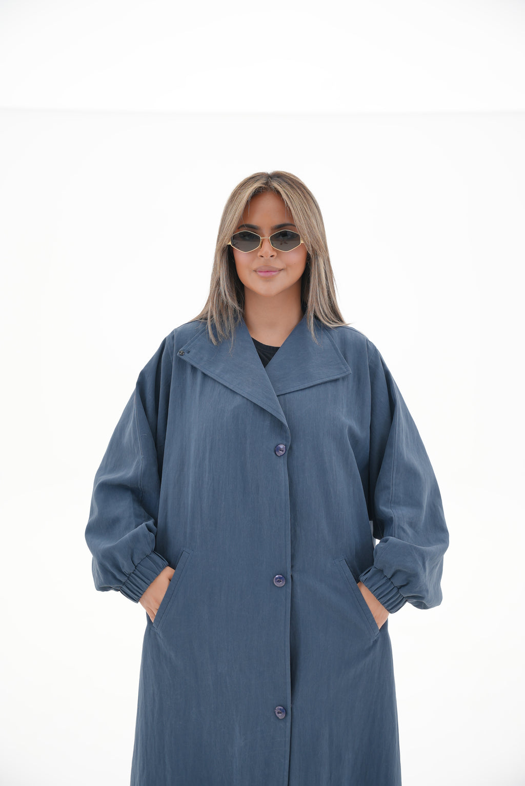 Navy Trench Coat Abaya - 57