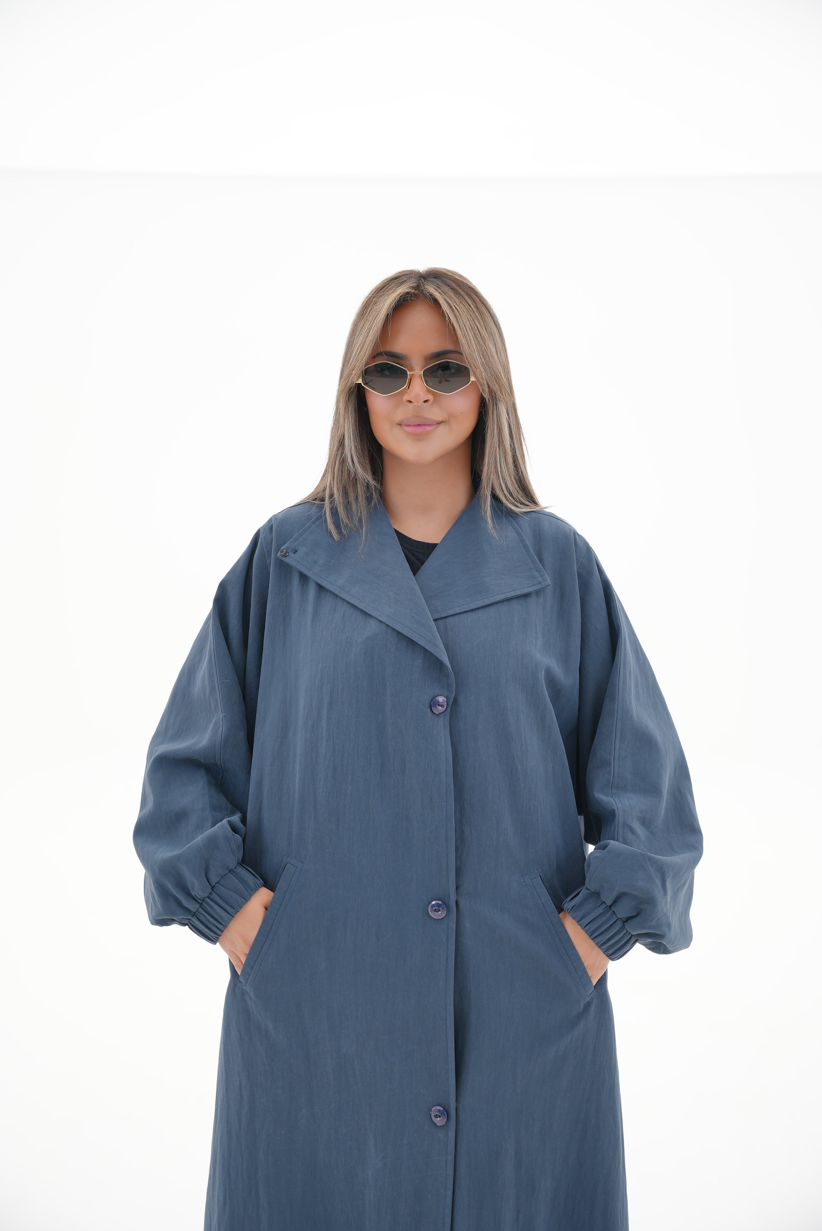 Navy Trench Coat Abaya - 57