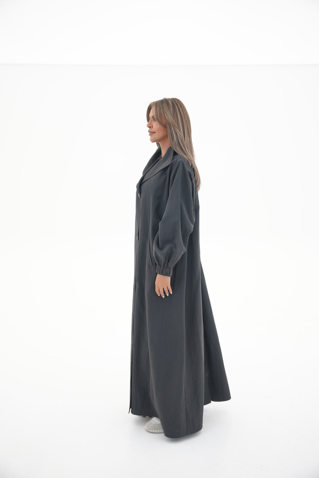 Black Trench Coat Abaya-58