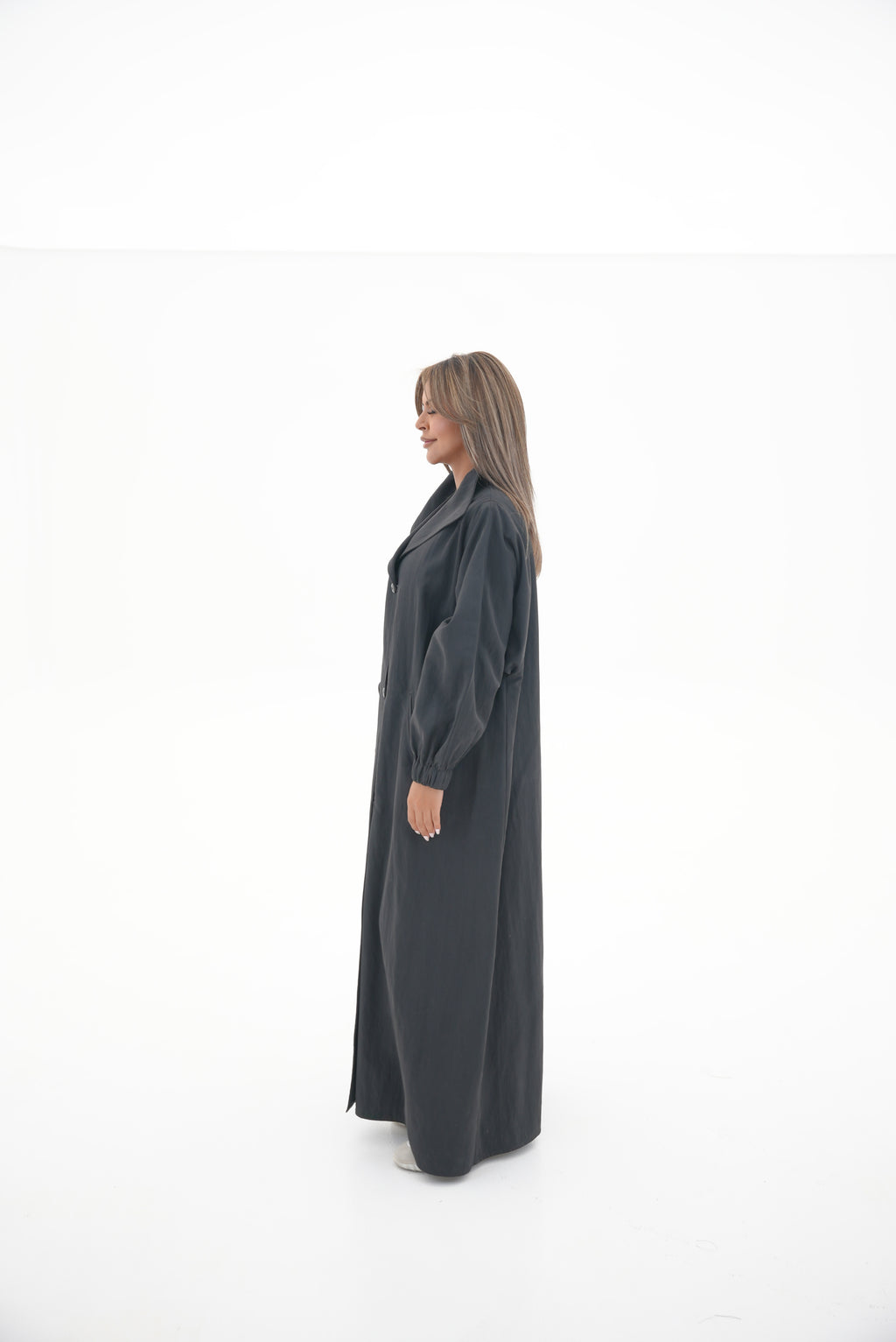 Black Trench Coat Abaya-58