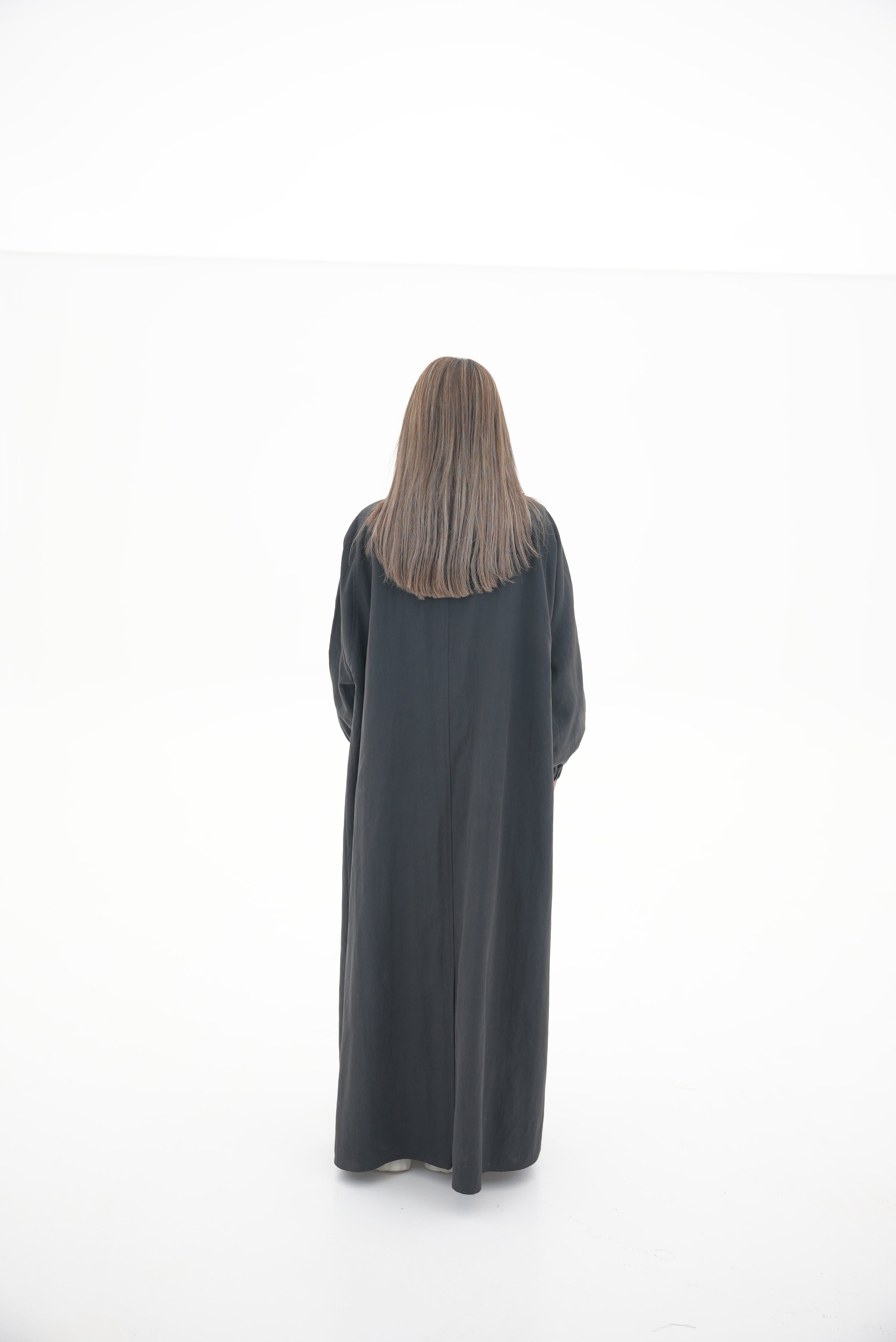 Black Trench Coat Abaya-58