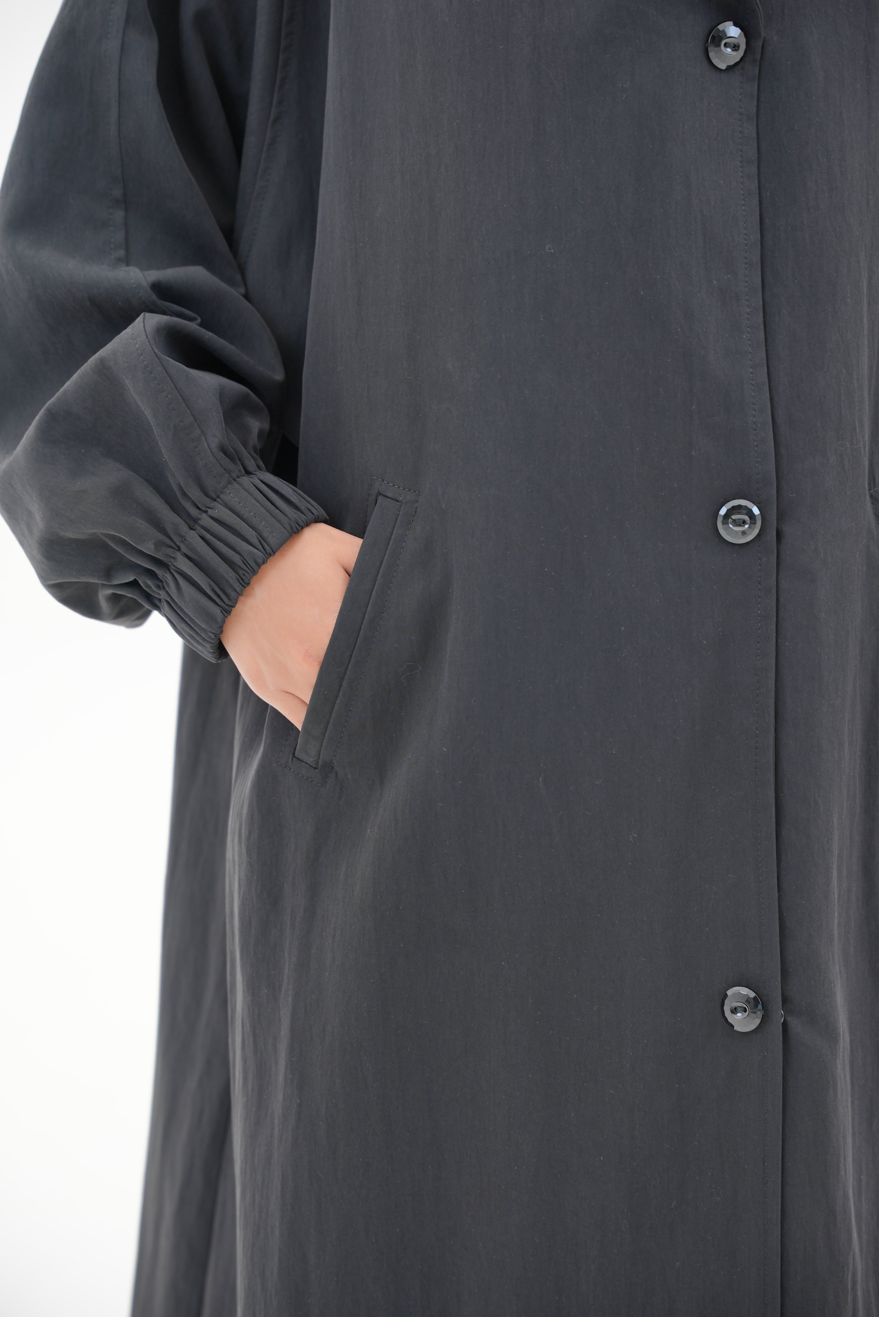 Black Trench Coat Abaya-58