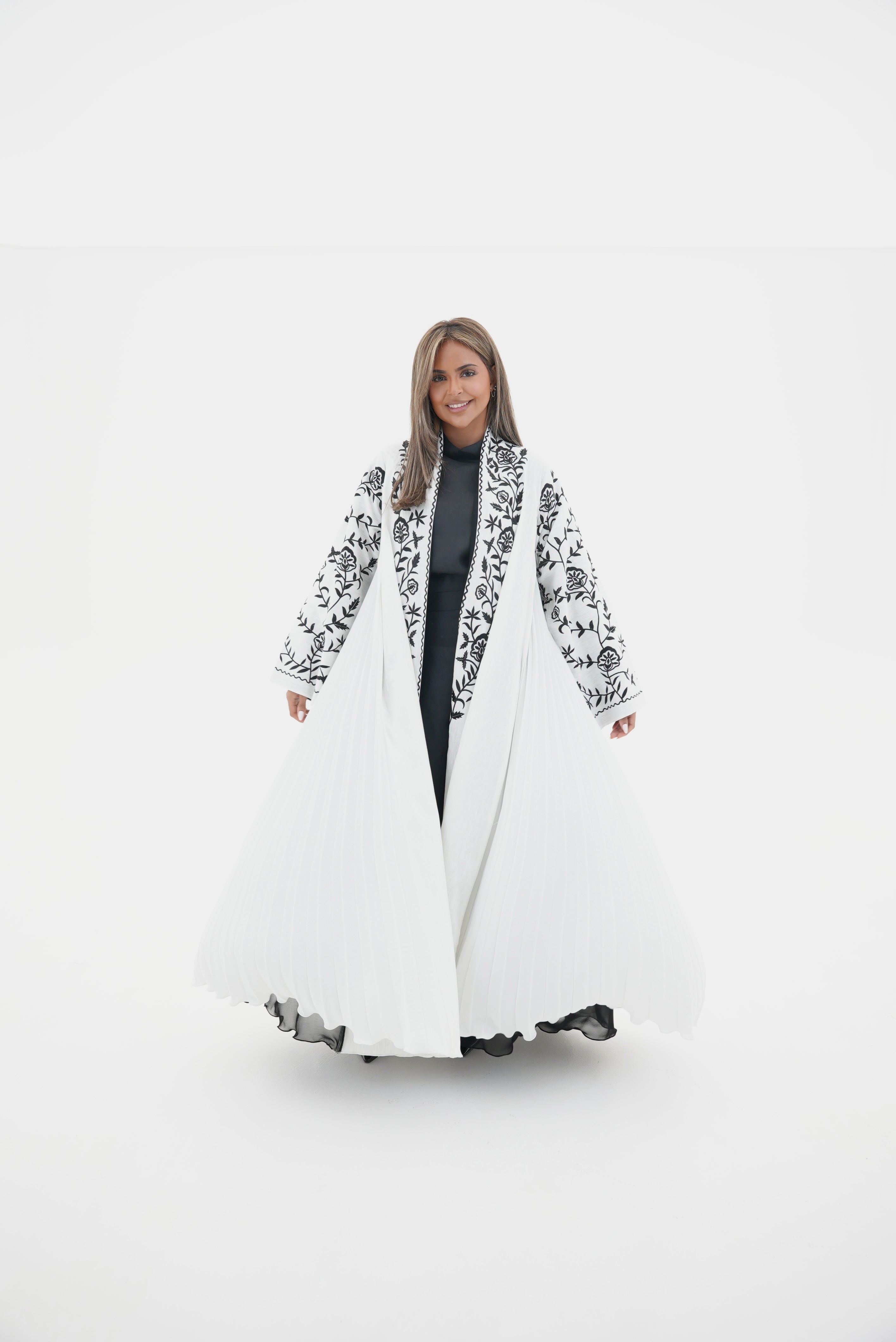Off-White Linen Embroidered Abaya-56
