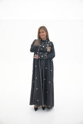 Black embroidered Crepe Abaya-54