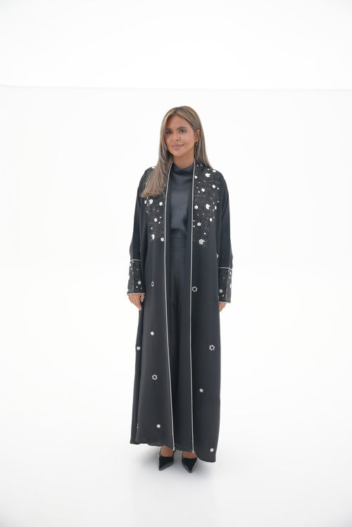 Black embroidered Crepe Abaya-54