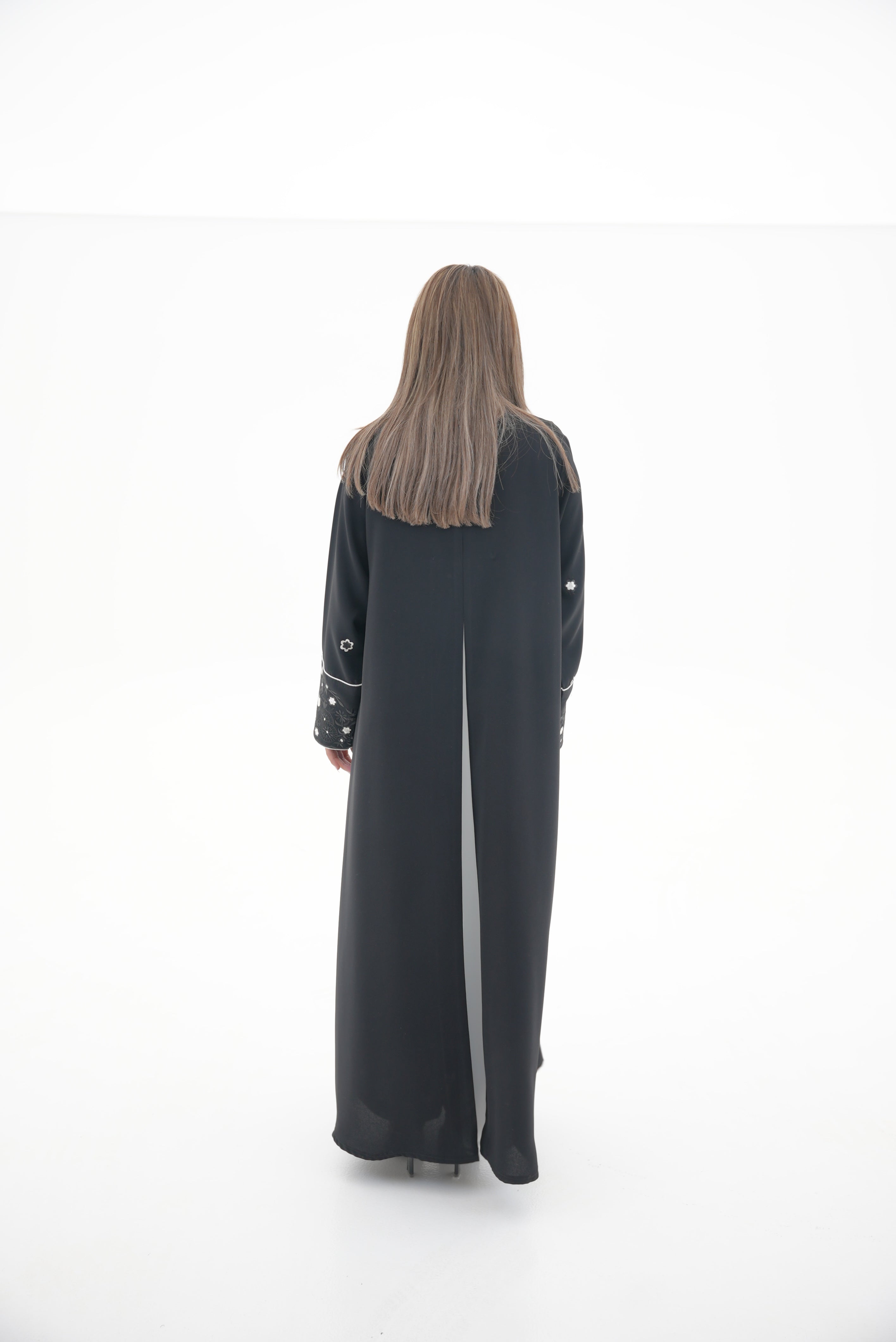 Black embroidered Crepe Abaya-54