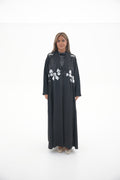 Black Embroidered Crepe Abaya-53