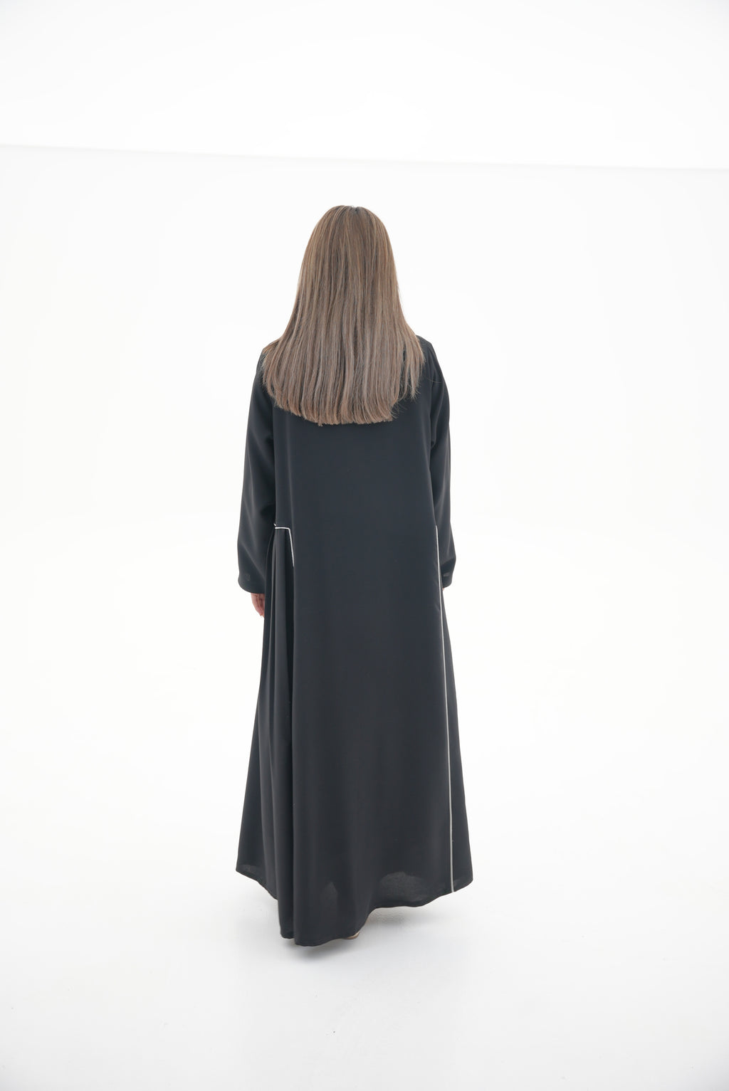 Black Embroidered Crepe Abaya-53