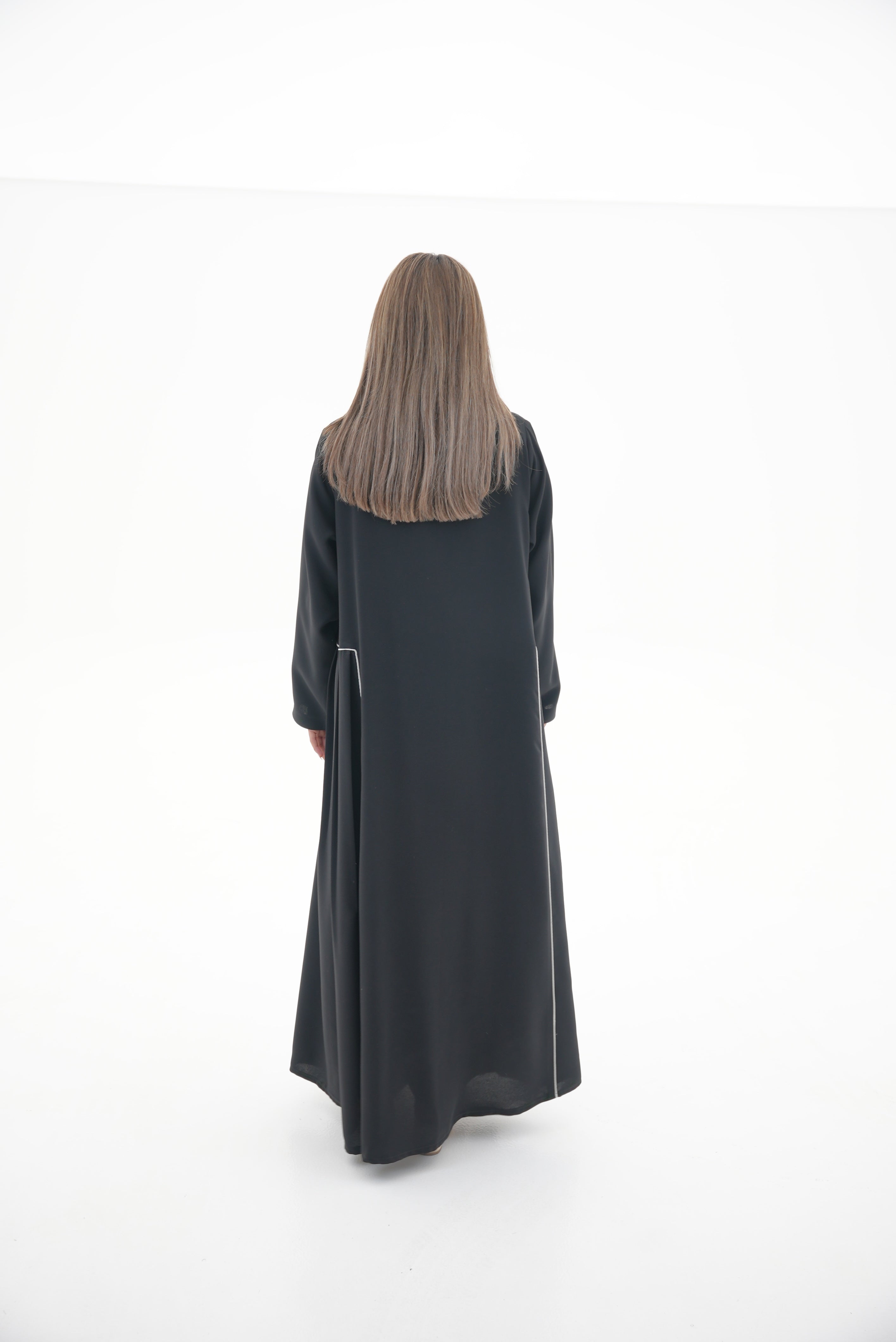 Black Embroidered Crepe Abaya-53