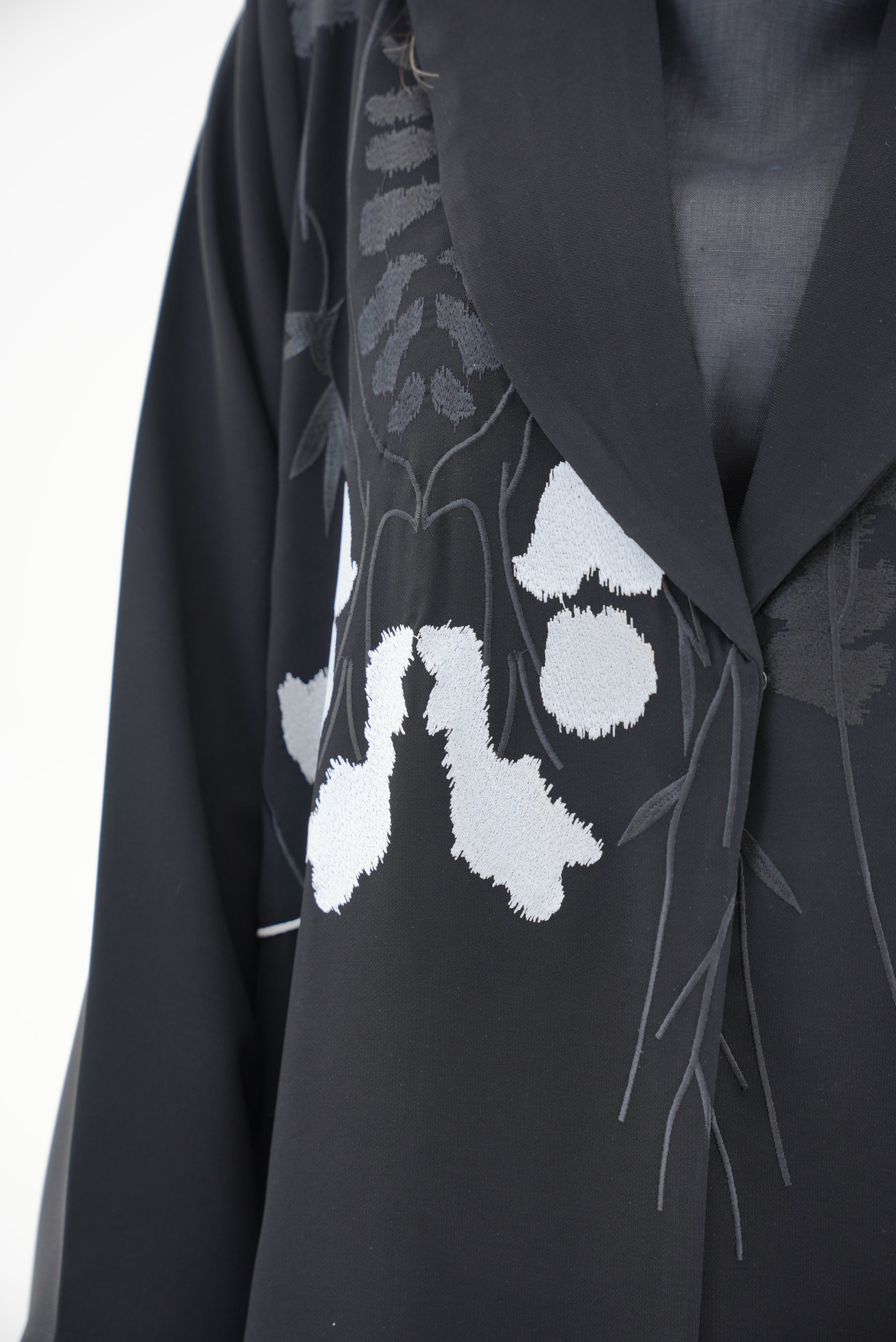 Black Embroidered Crepe Abaya-53