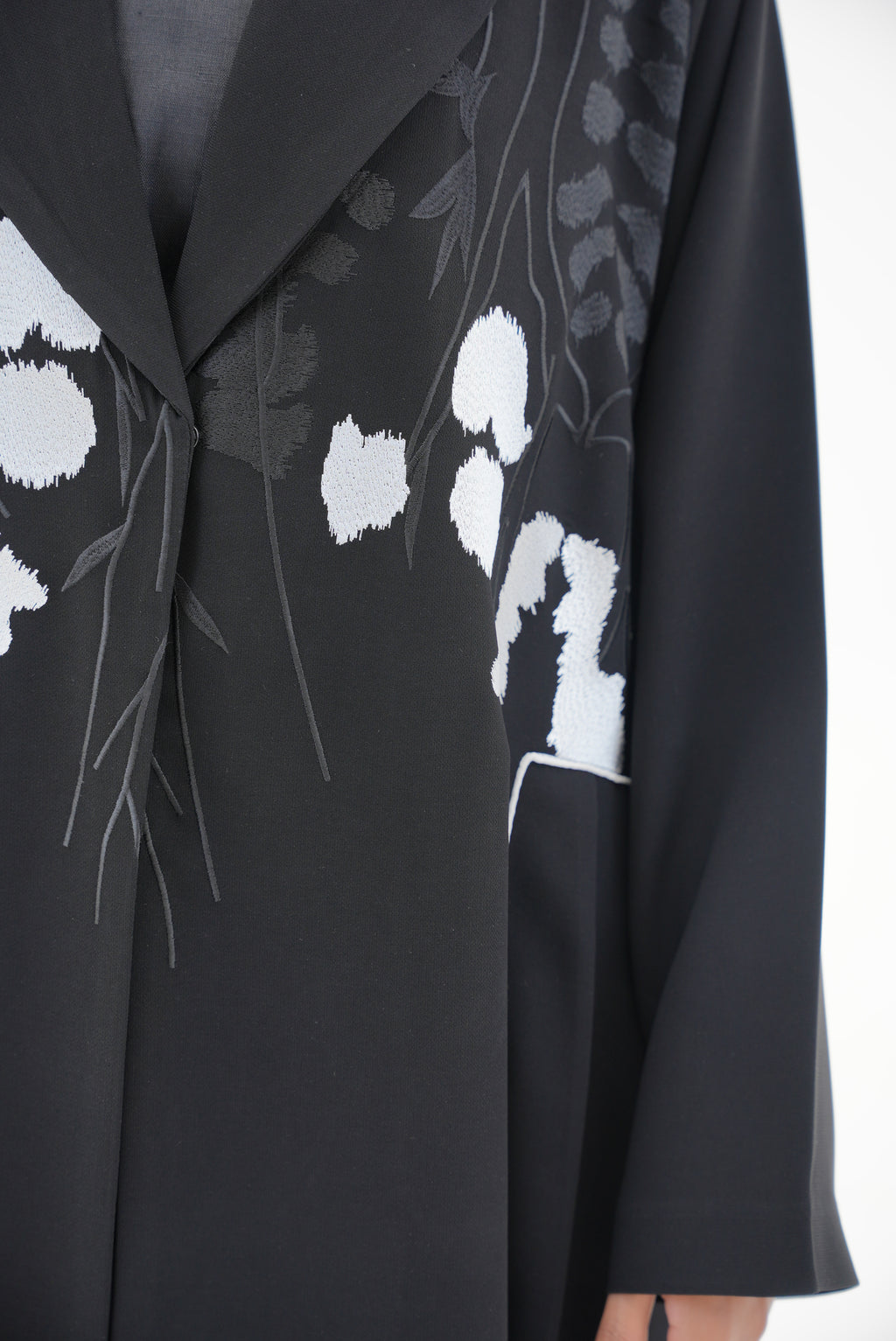 Black Embroidered Crepe Abaya-53
