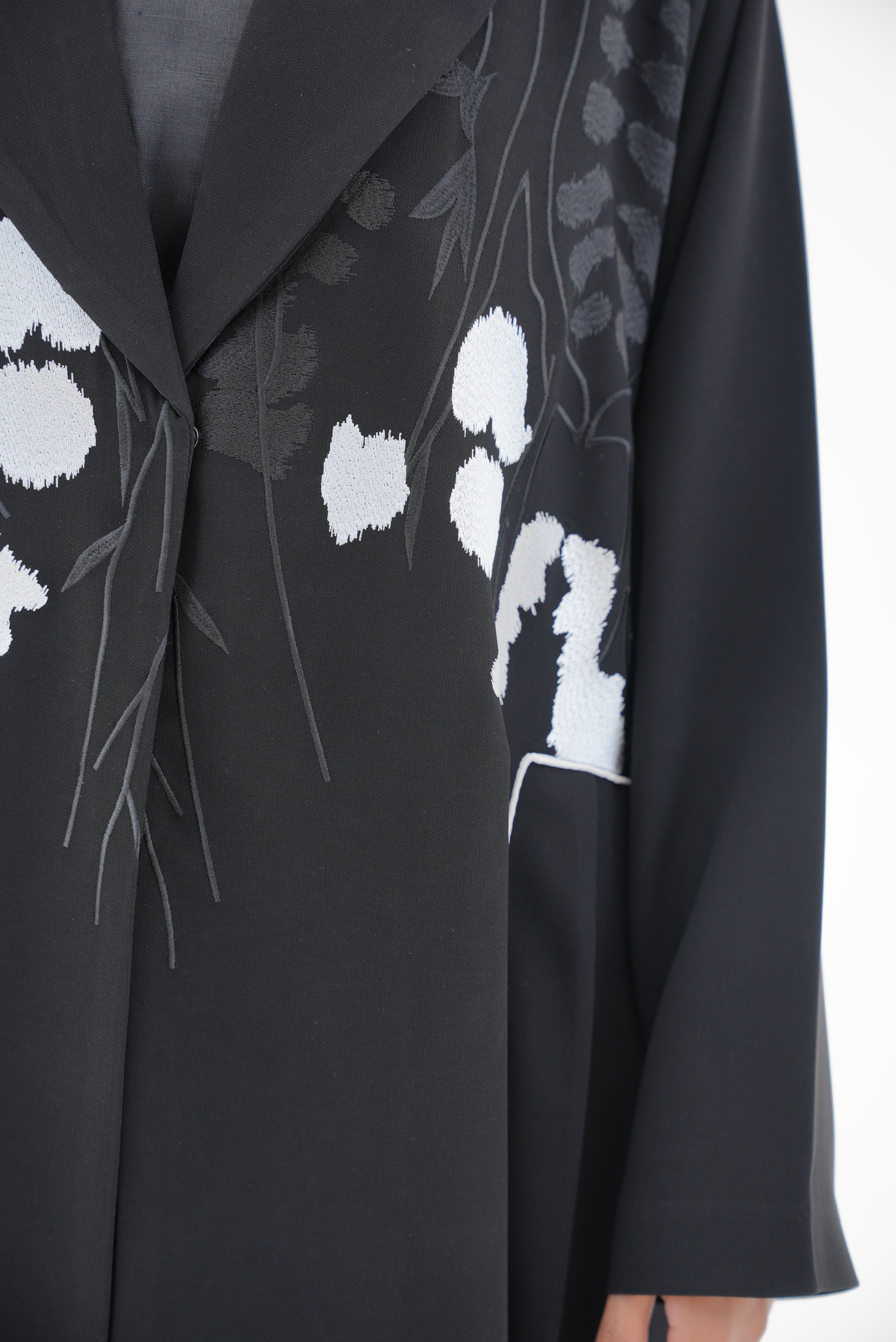 Black Embroidered Crepe Abaya-53