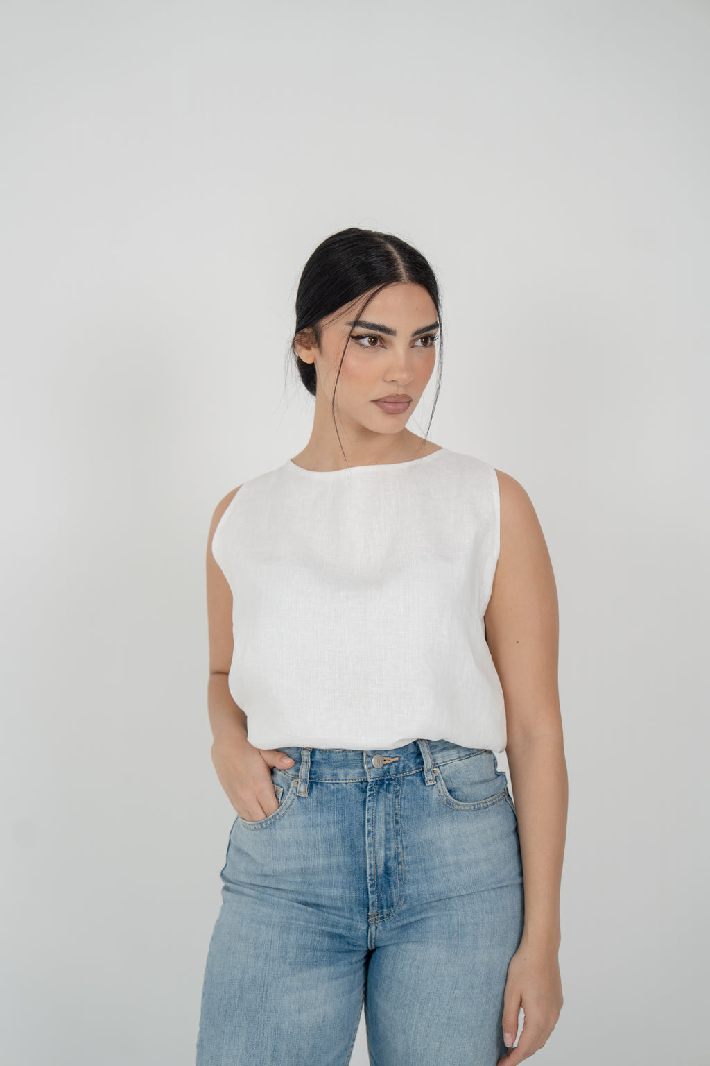 Off-White Linen Blouse
