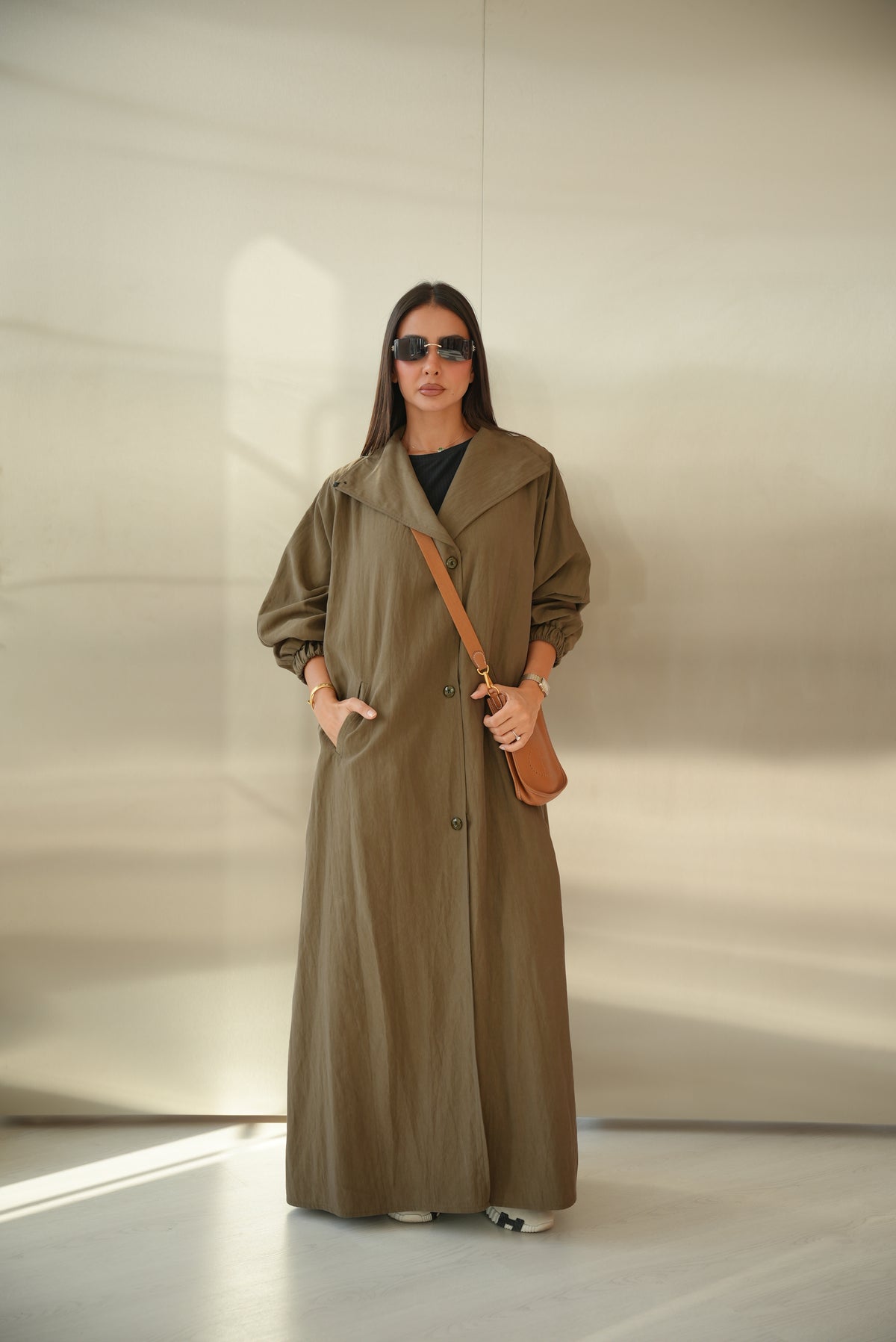 Brown Trench Coat Abaya-59