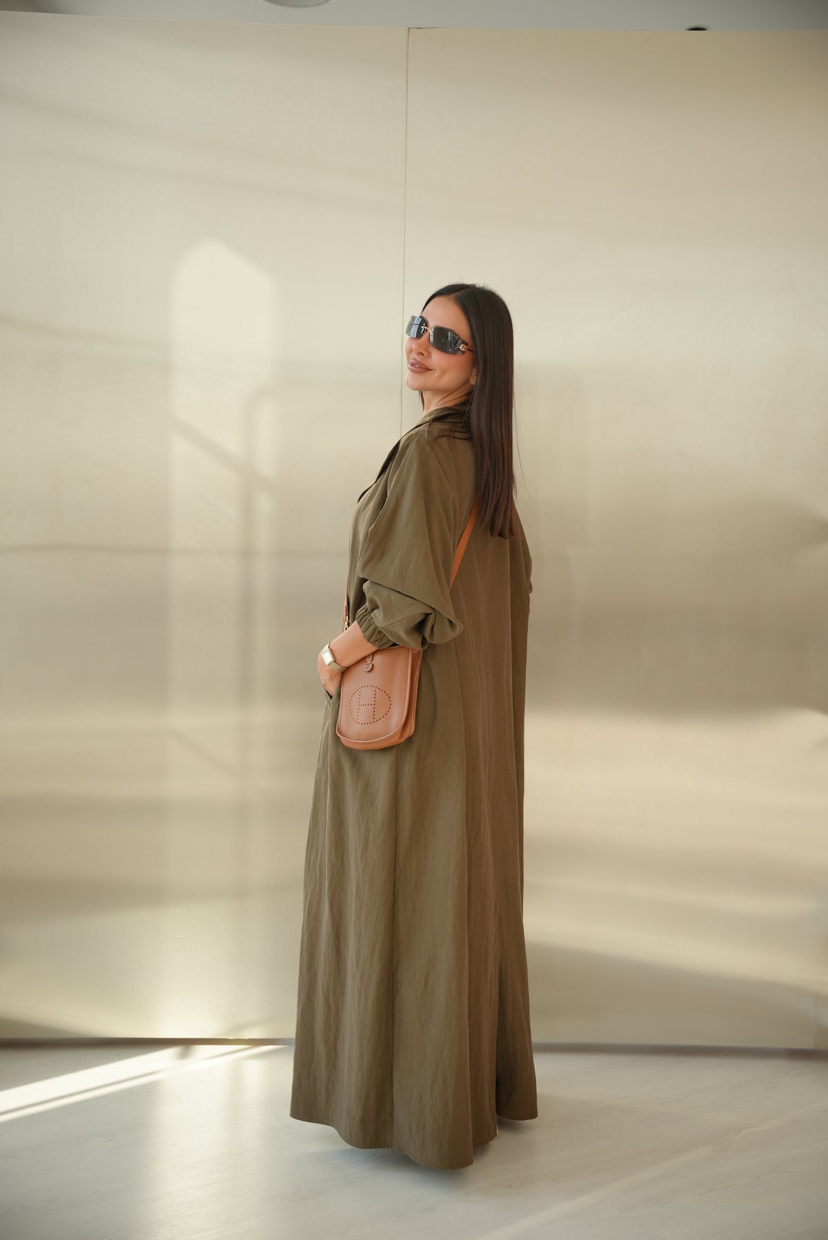 Brown Trench Coat Abaya-59