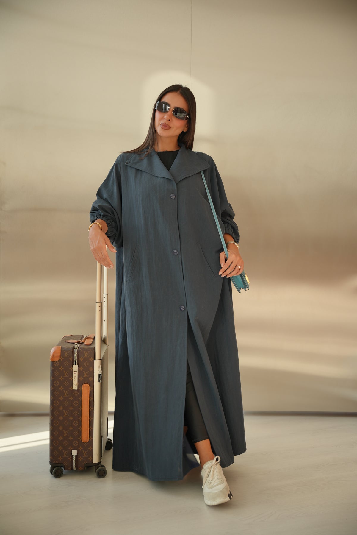 Navy Trench Coat Abaya - 57