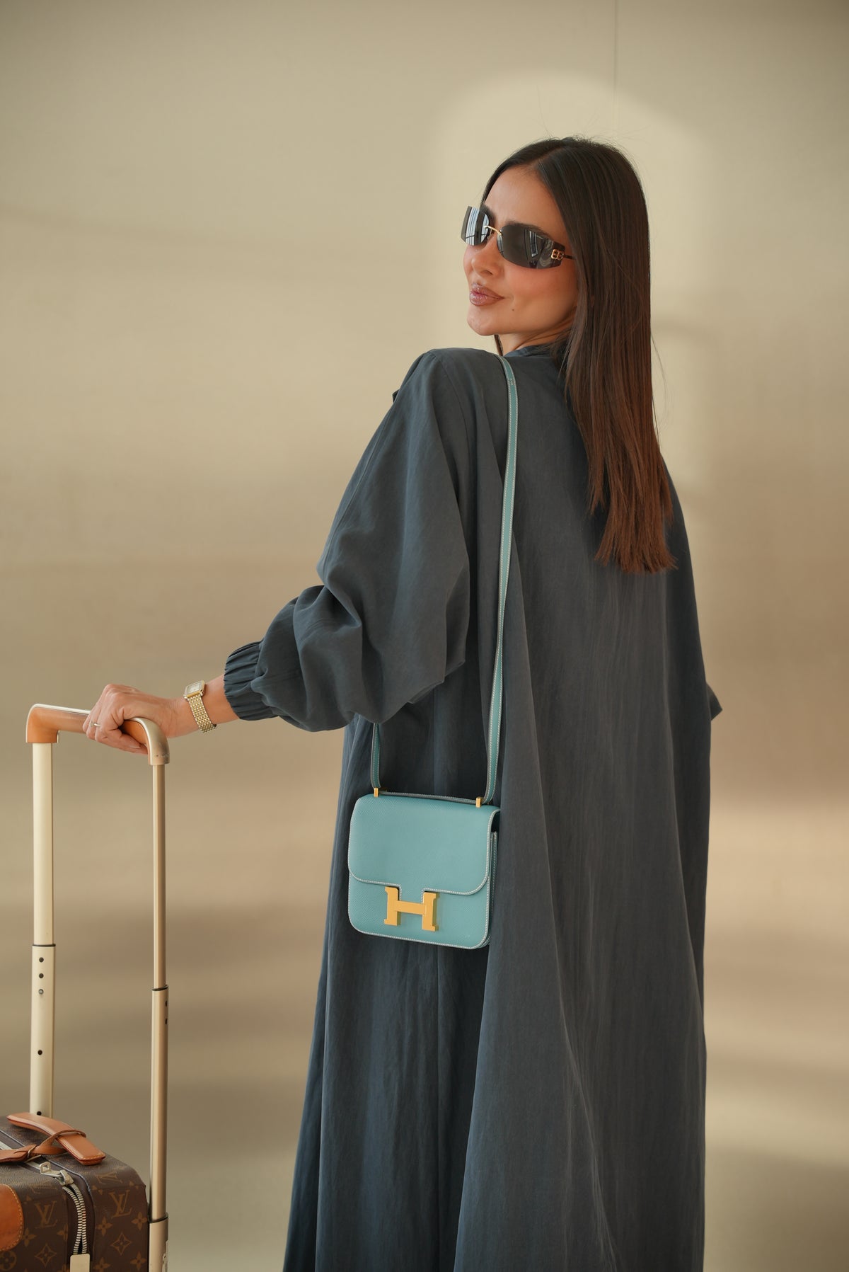 Navy Trench Coat Abaya - 57