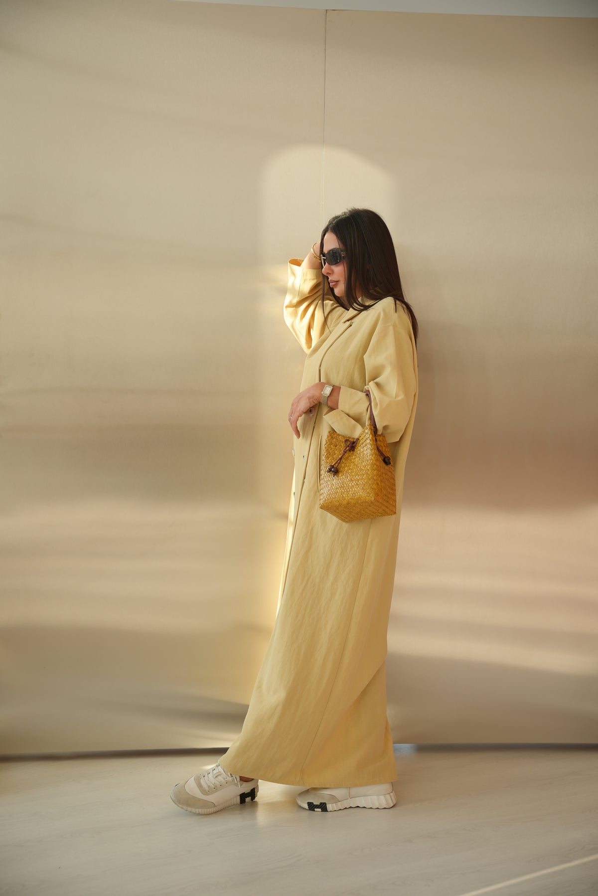 Lemon Trench Coat Abaya-55