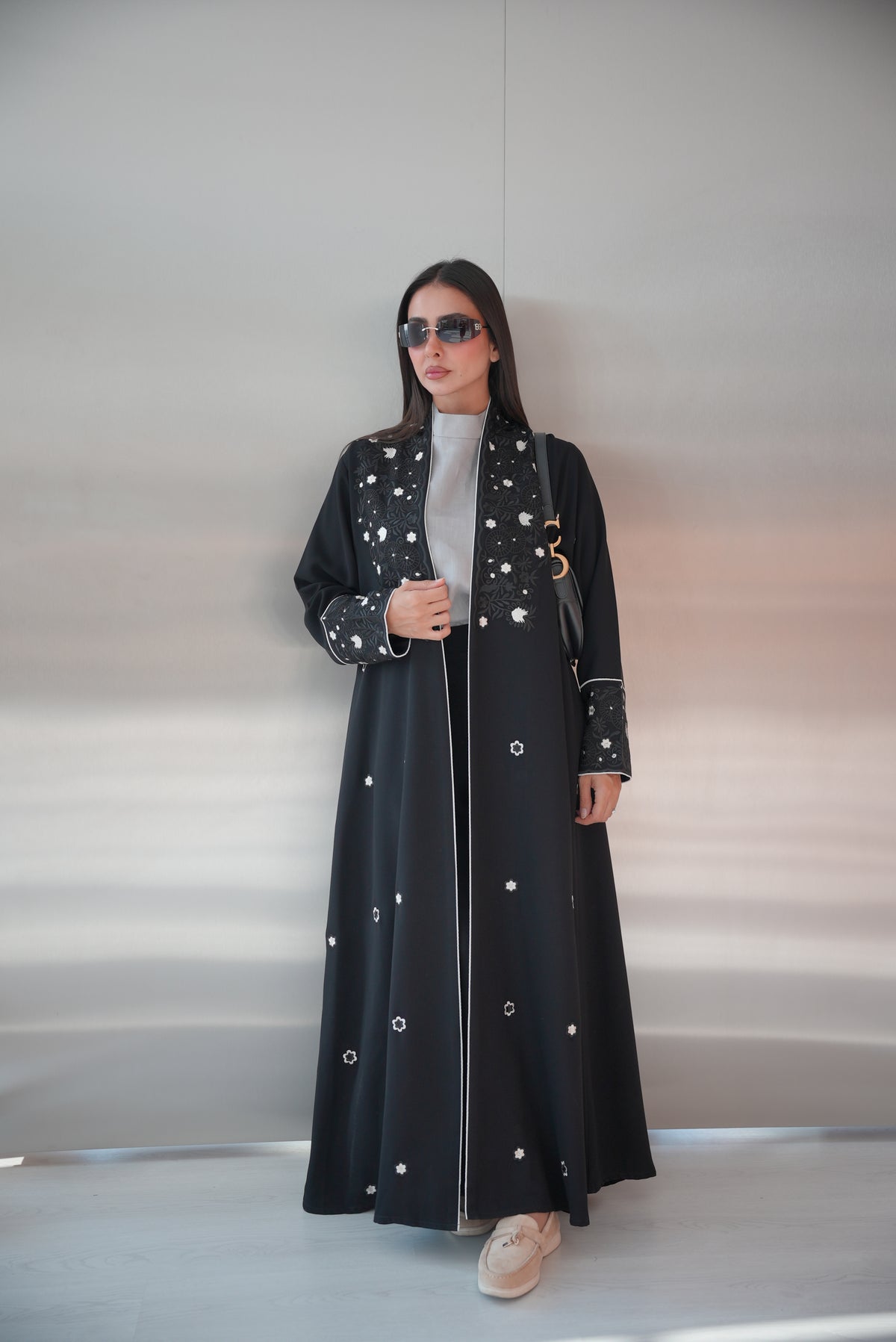 Black embroidered Crepe Abaya-54