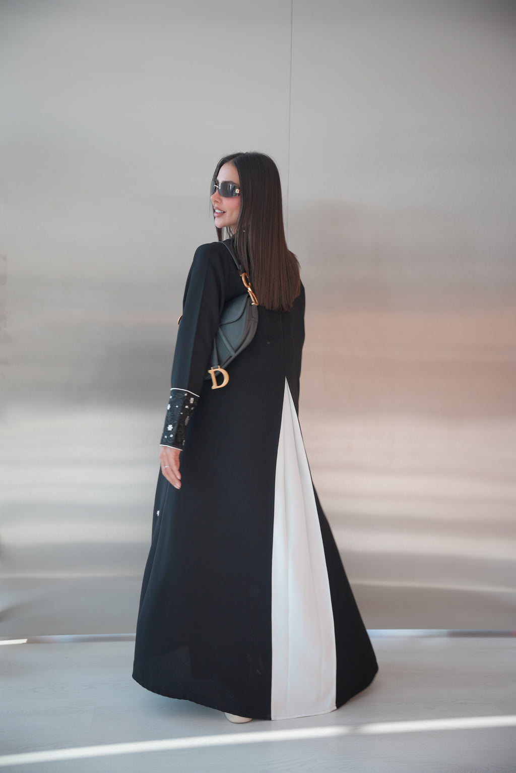 Black embroidered Crepe Abaya-54