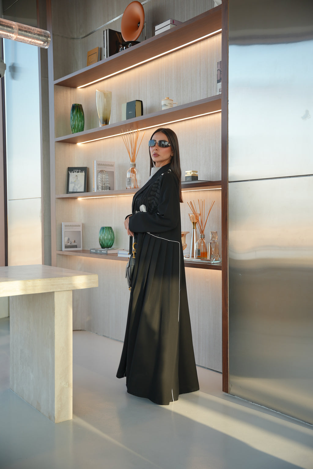 Black Embroidered Crepe Abaya-53